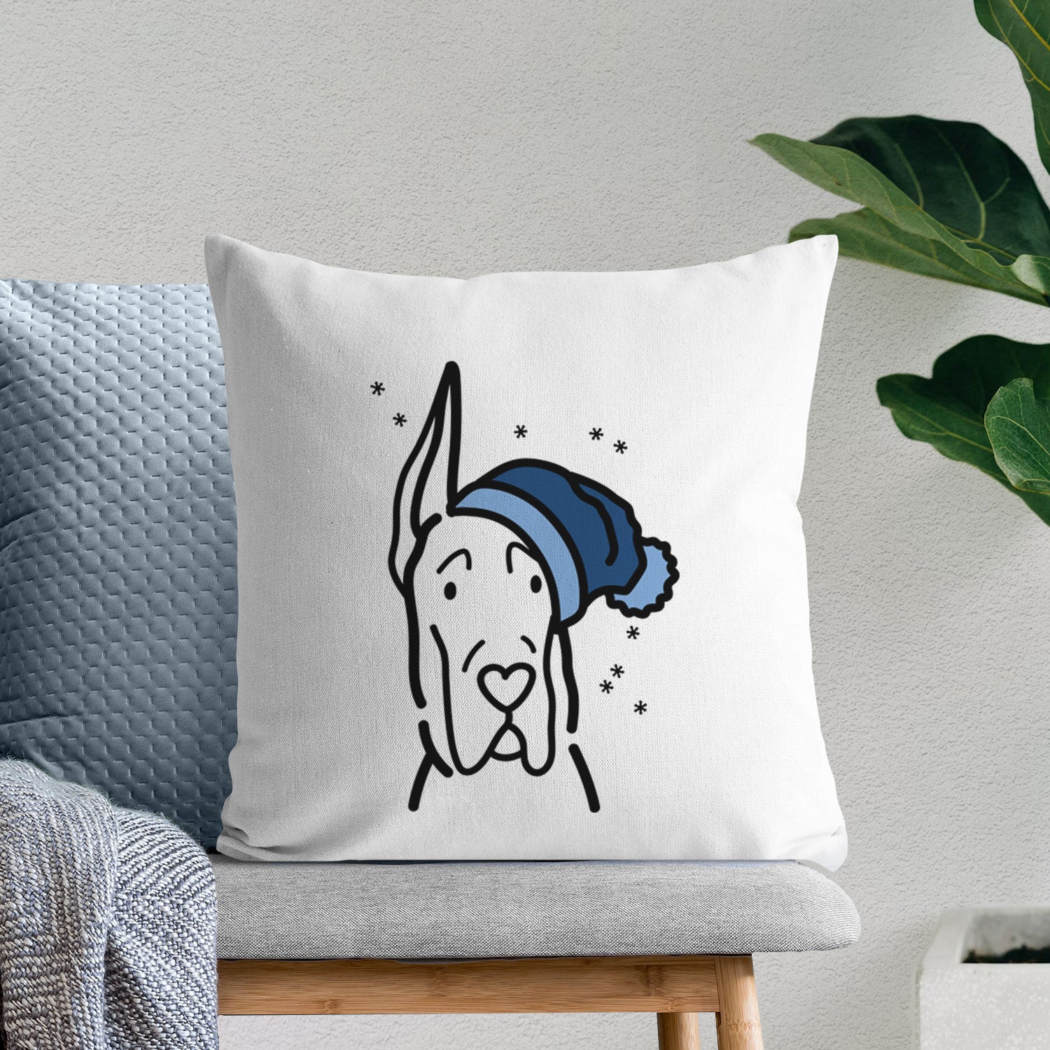 Love Always Great Dane with Cropped Ears - Throw Pillow Cover