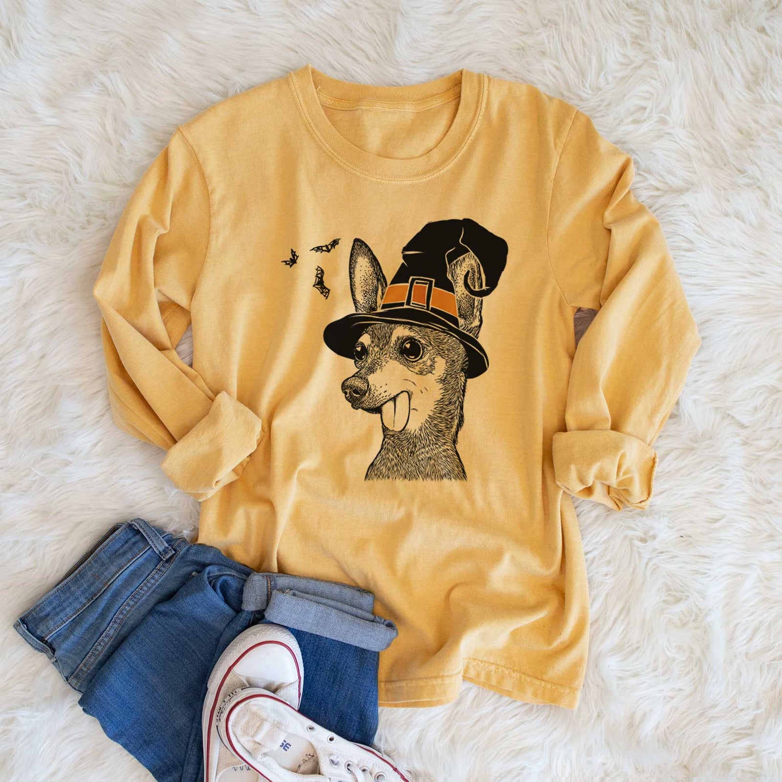 Witch Aaron the Chihuahua - Men's Heavyweight 100% Cotton Long Sleeve