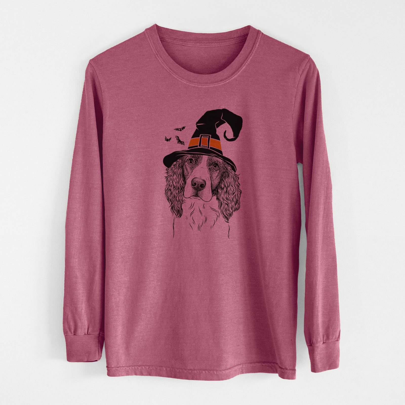 Witch Annie the English Springer Spaniel - Men's Heavyweight 100% Cotton Long Sleeve