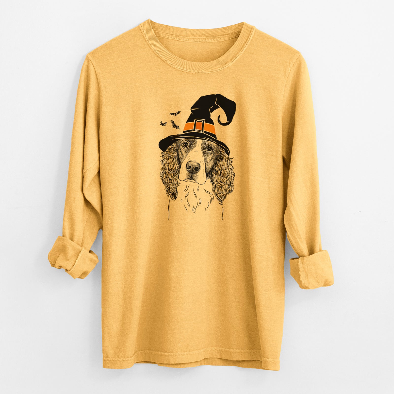 Witch Annie the English Springer Spaniel - Men's Heavyweight 100% Cotton Long Sleeve