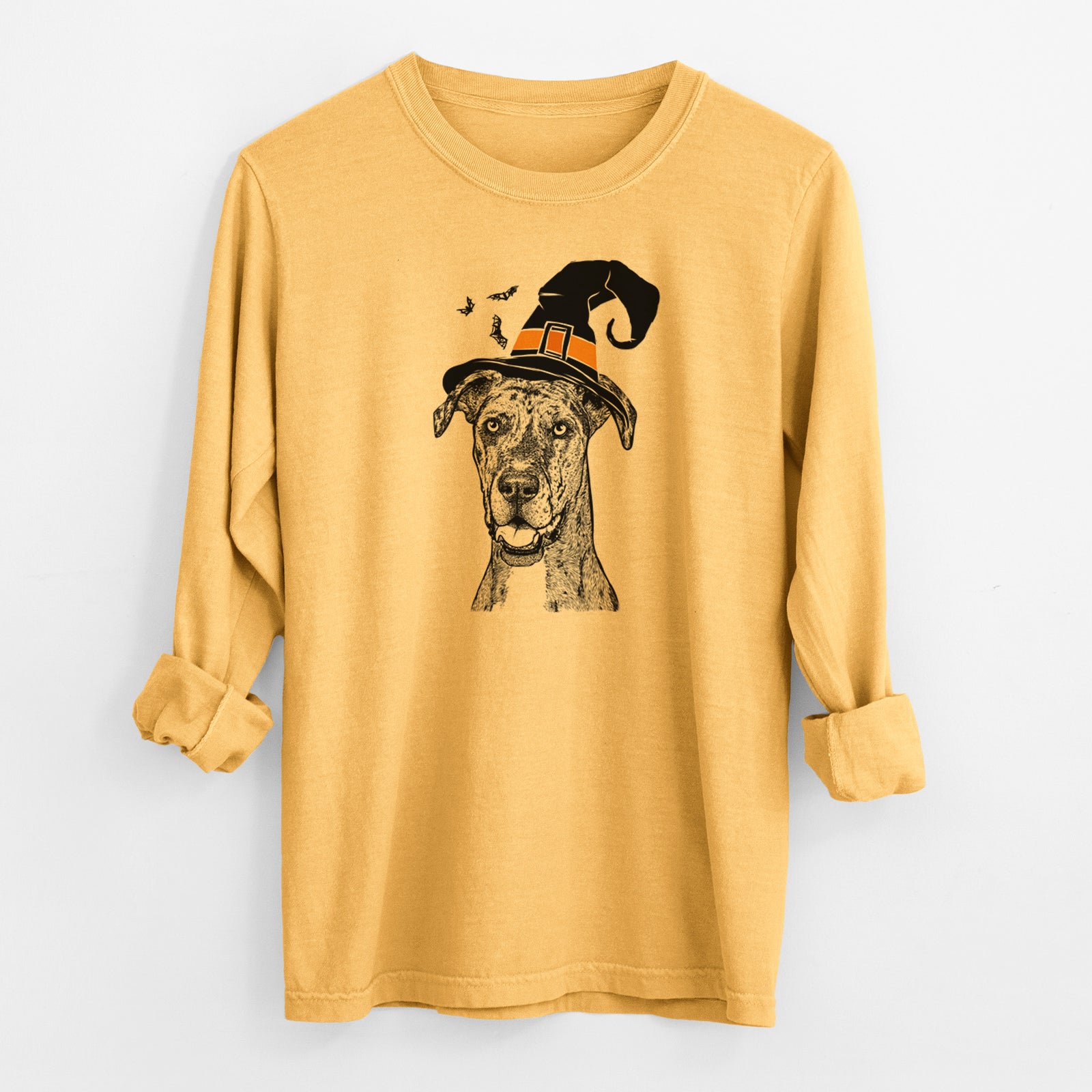 Witch Athena the Merle Great Dane - Men's Heavyweight 100% Cotton Long Sleeve