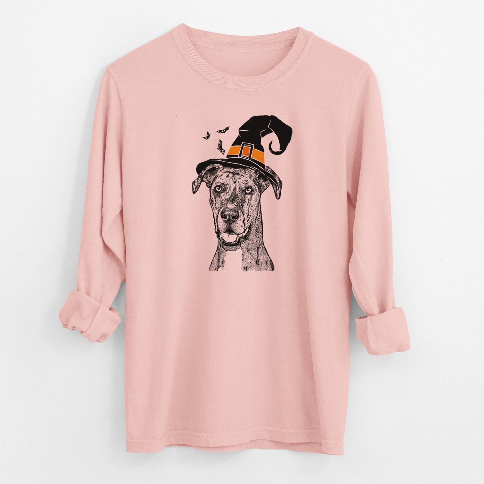 Witch Athena the Merle Great Dane - Men's Heavyweight 100% Cotton Long Sleeve