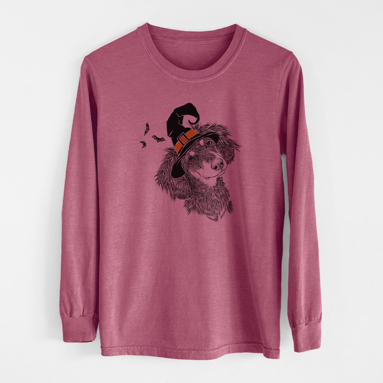 Witch Bailey the Long Haired Dachshund - Men's Heavyweight 100% Cotton Long Sleeve