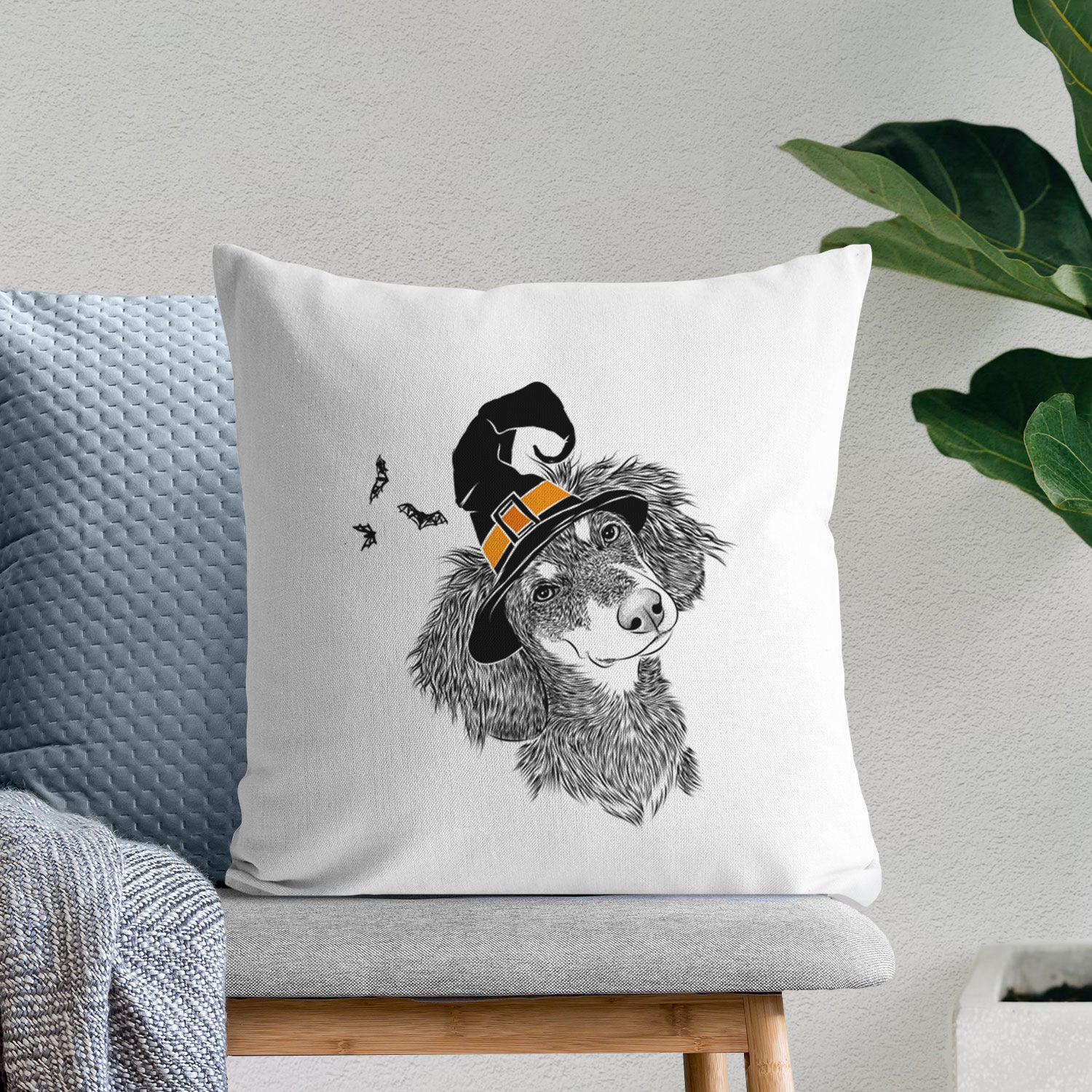 Bailey the Long Haired Dachshund - Throw Pillow Cover