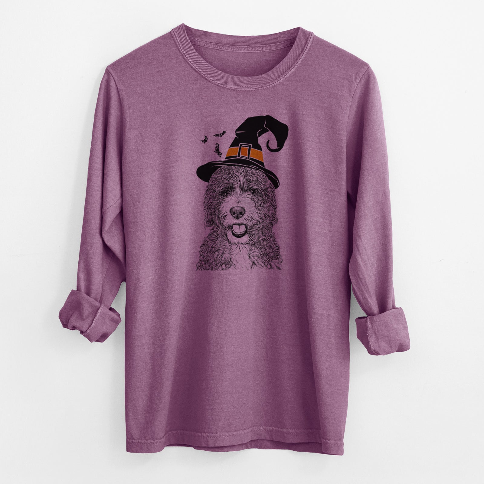 Witch Bash the Bernedoodle - Men's Heavyweight 100% Cotton Long Sleeve