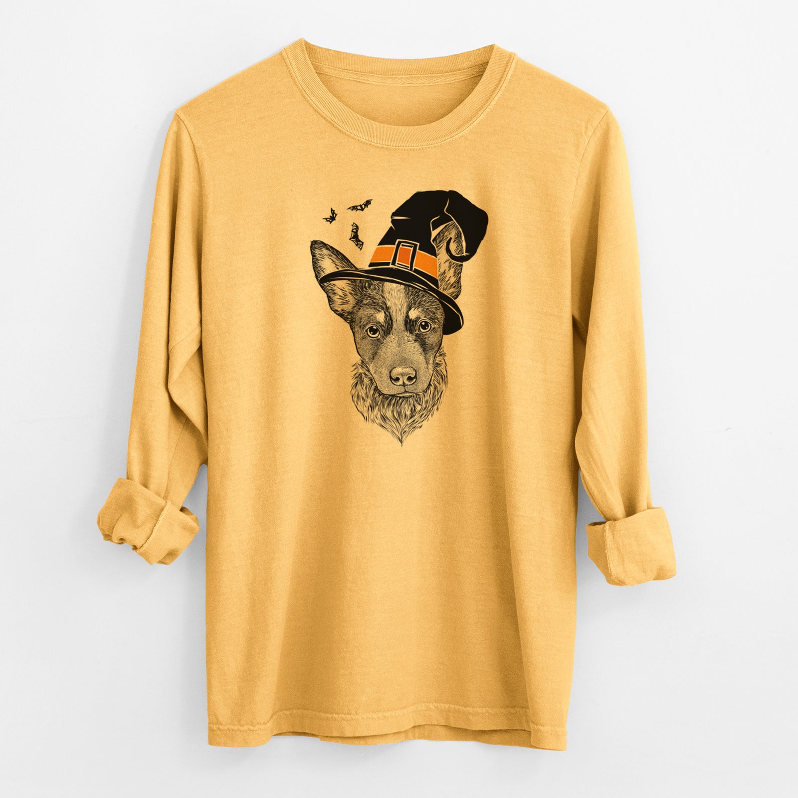 Witch Bella the Blue Heeler Puppy - Men's Heavyweight 100% Cotton Long Sleeve
