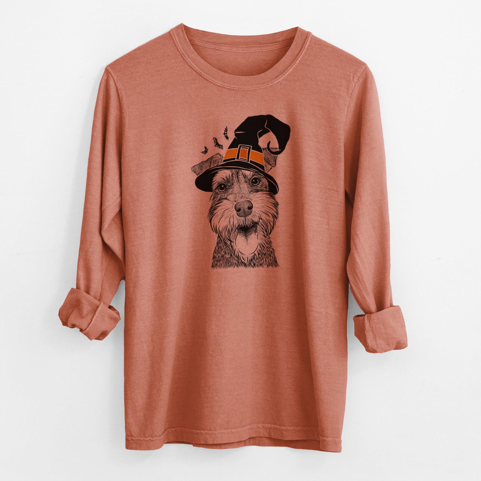 Witch Bernadette the Mini Schnauzer - Men's Heavyweight 100% Cotton Long Sleeve