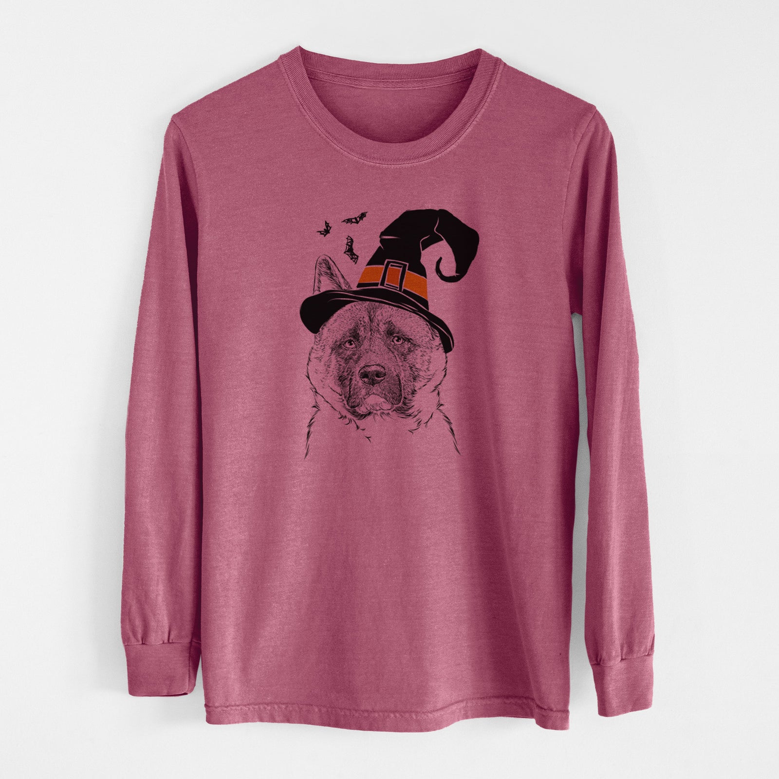 Witch Bo the American Akita - Men's Heavyweight 100% Cotton Long Sleeve