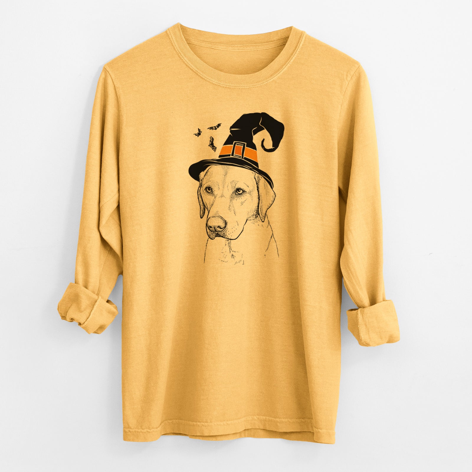 Witch Braxton the Yellow Lab - Men's Heavyweight 100% Cotton Long Sleeve