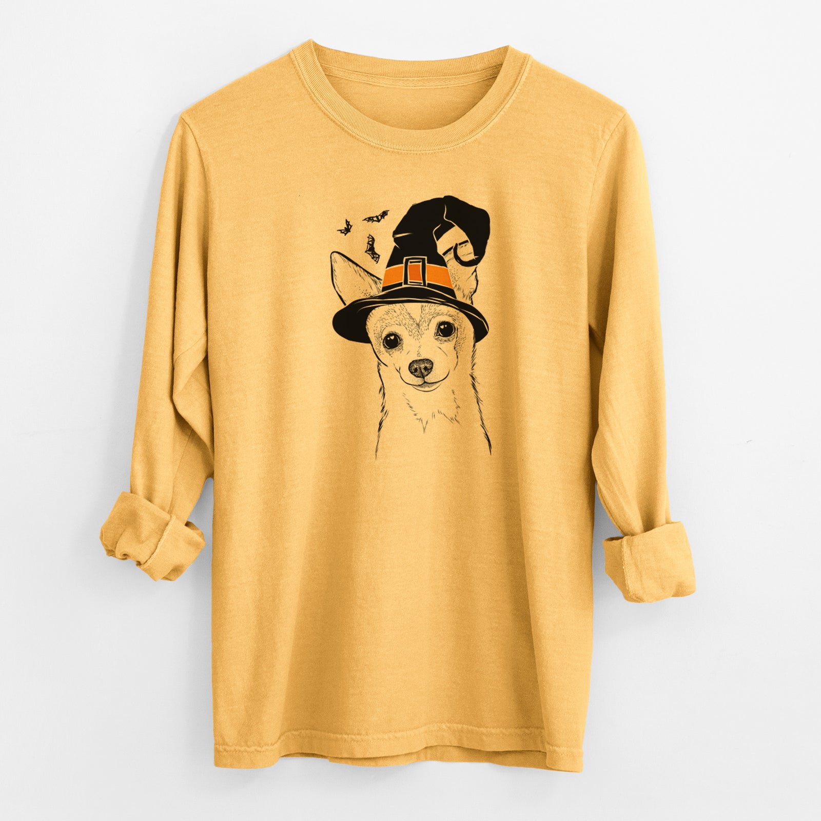 Witch Buggy the Chihuahua - Men's Heavyweight 100% Cotton Long Sleeve