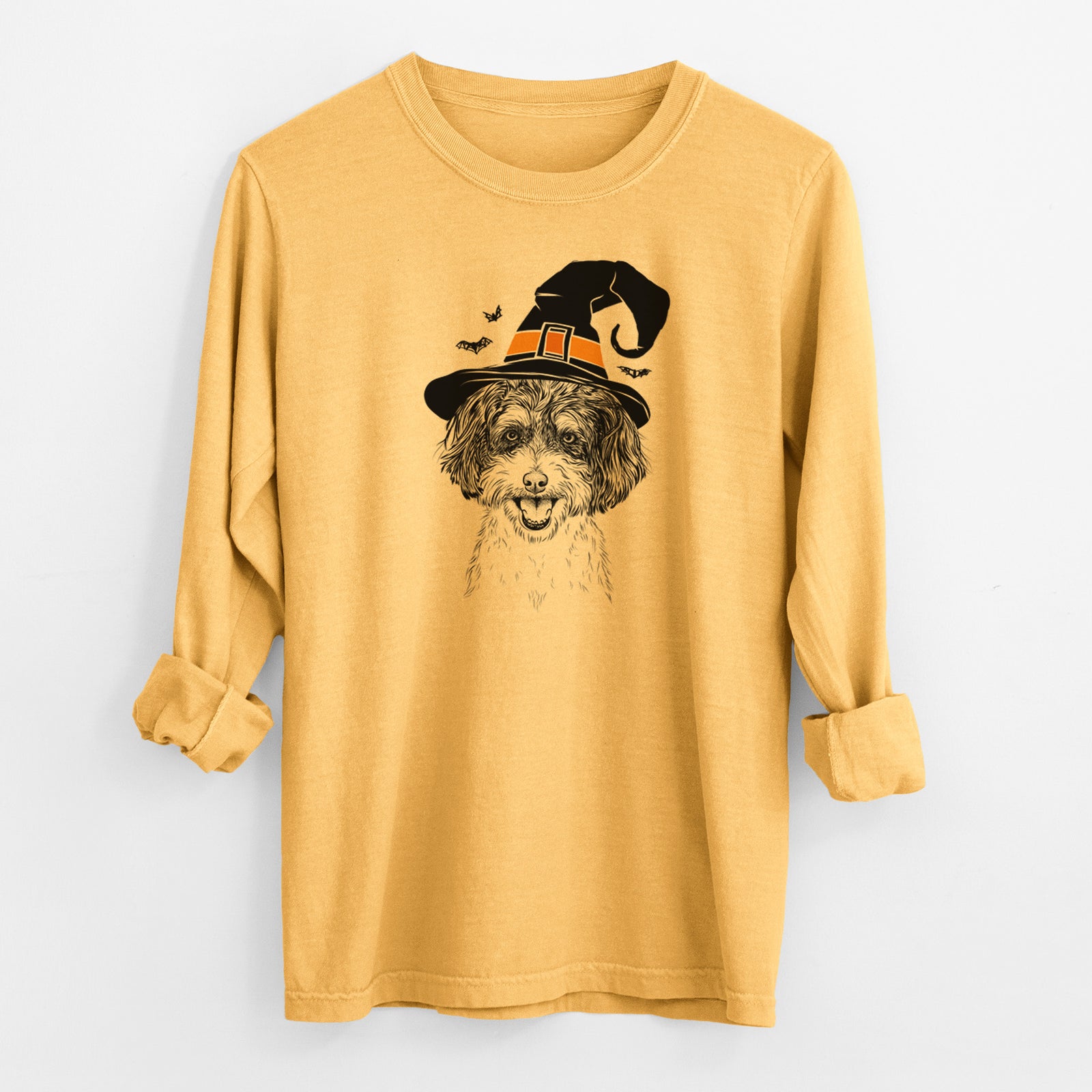 Witch Carlos the Cavapoo - Men's Heavyweight 100% Cotton Long Sleeve