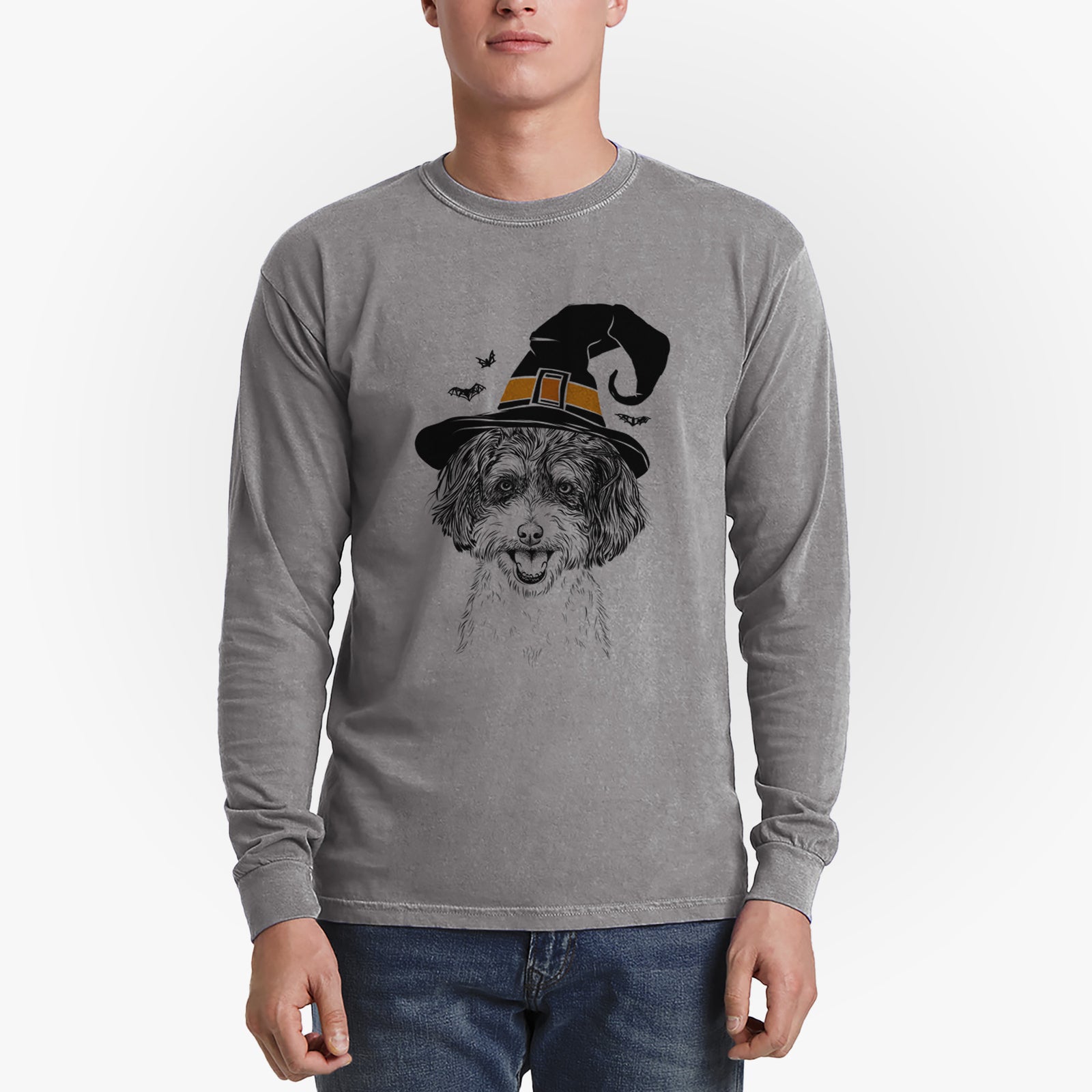 Witch Carlos the Cavapoo - Men's Heavyweight 100% Cotton Long Sleeve