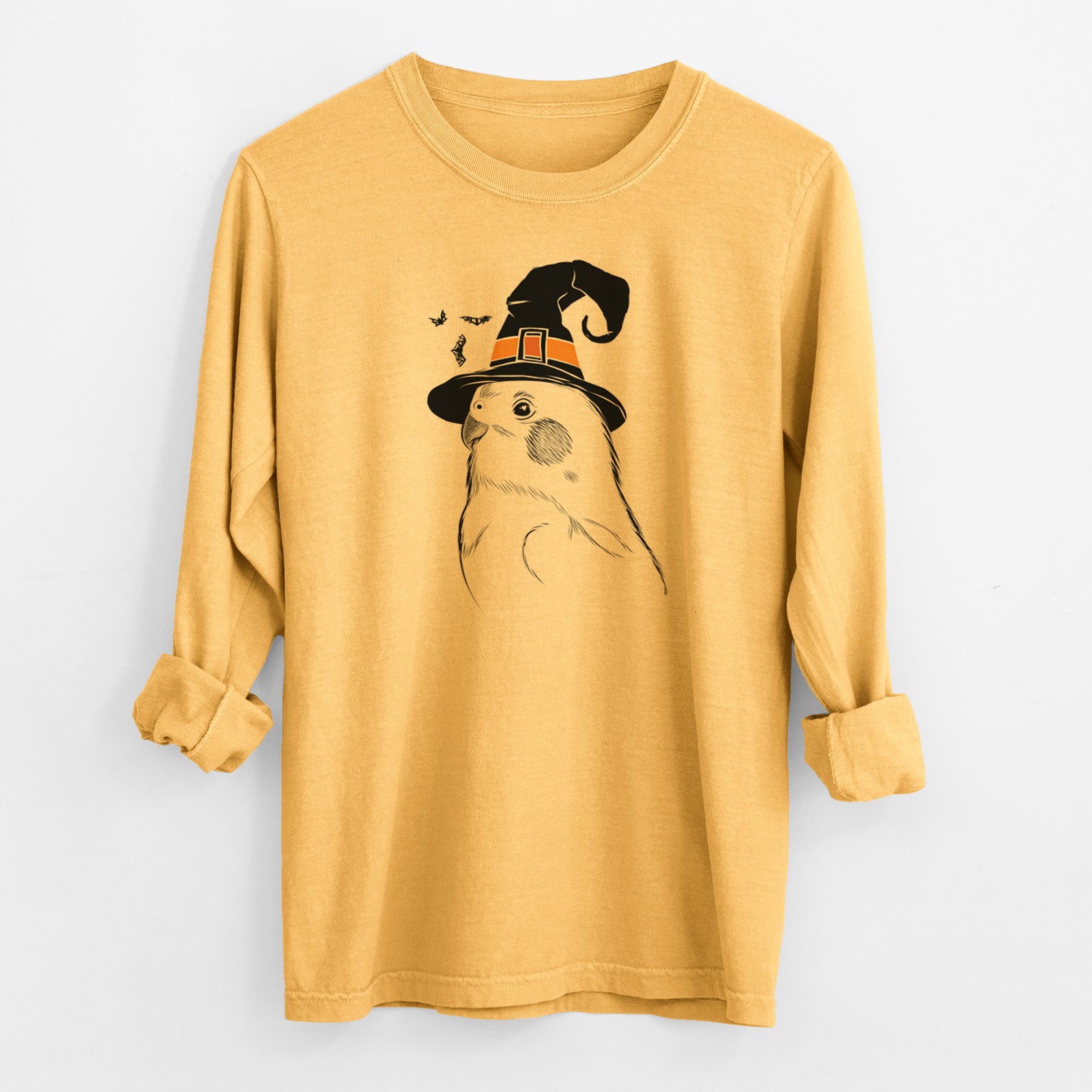 Witch Charlie the Cockatiel - Men's Heavyweight 100% Cotton Long Sleeve