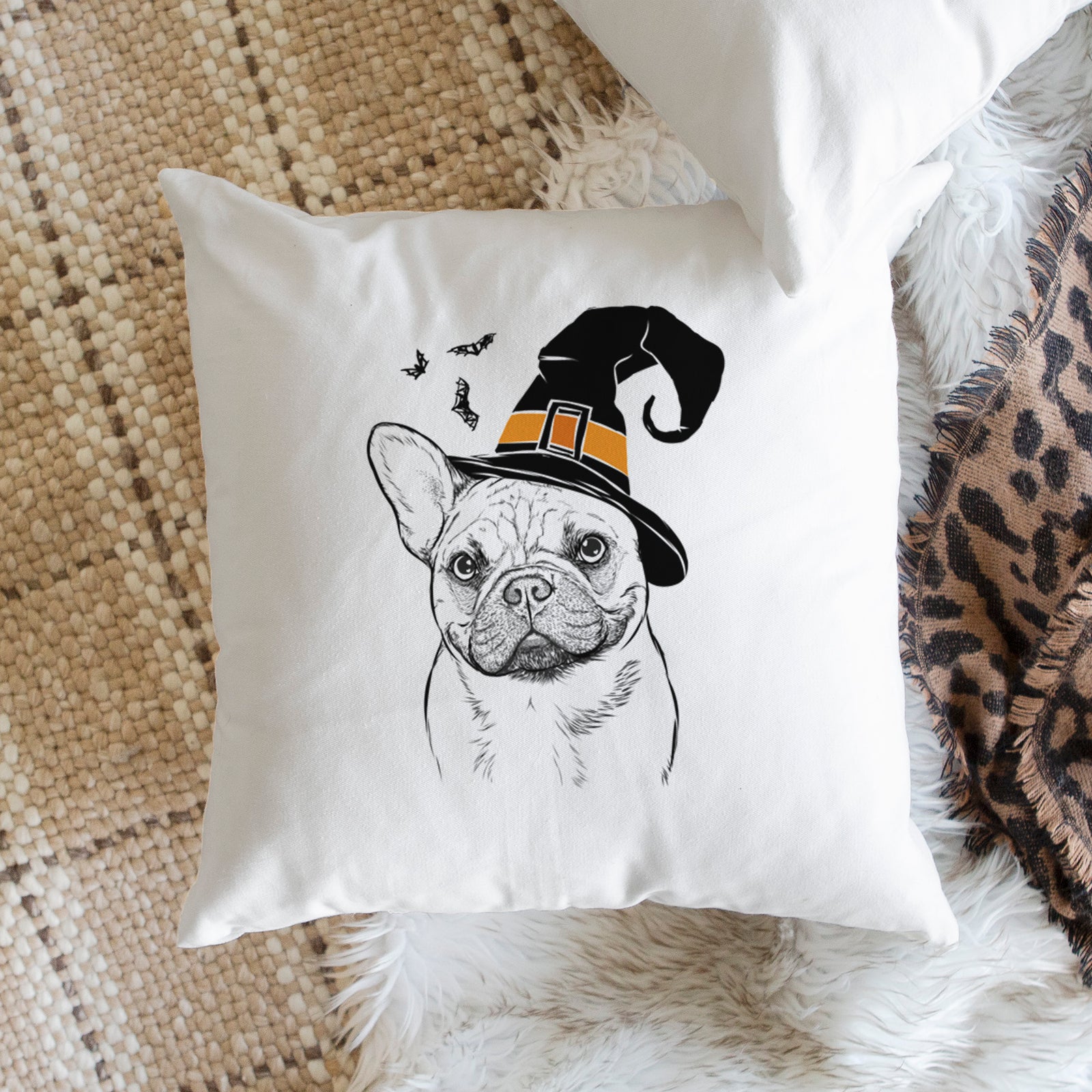 Chew Chew the French Bulldog - Throw Pillow Cover