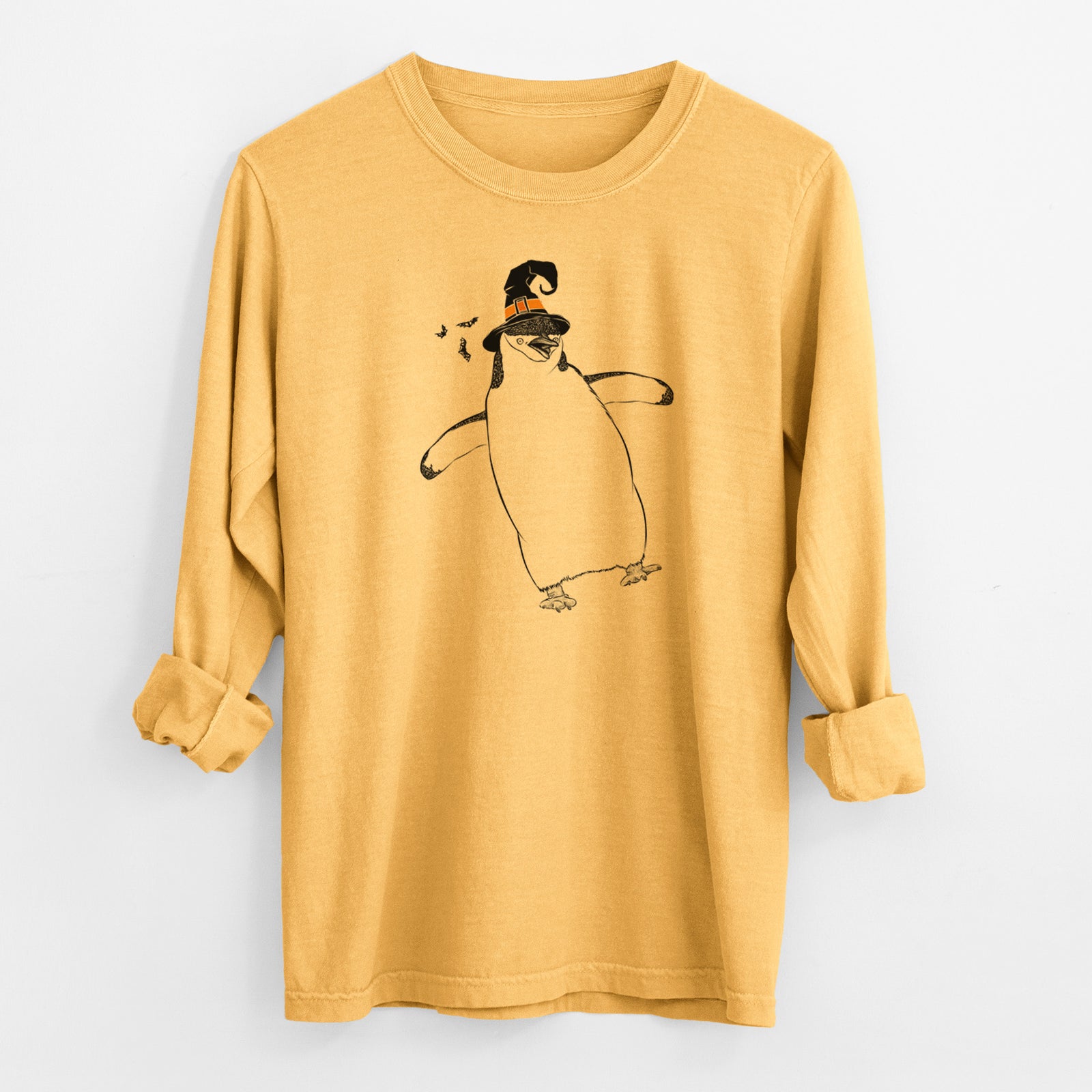 Witch Chive the Chinstrap Penguin - Men's Heavyweight 100% Cotton Long Sleeve