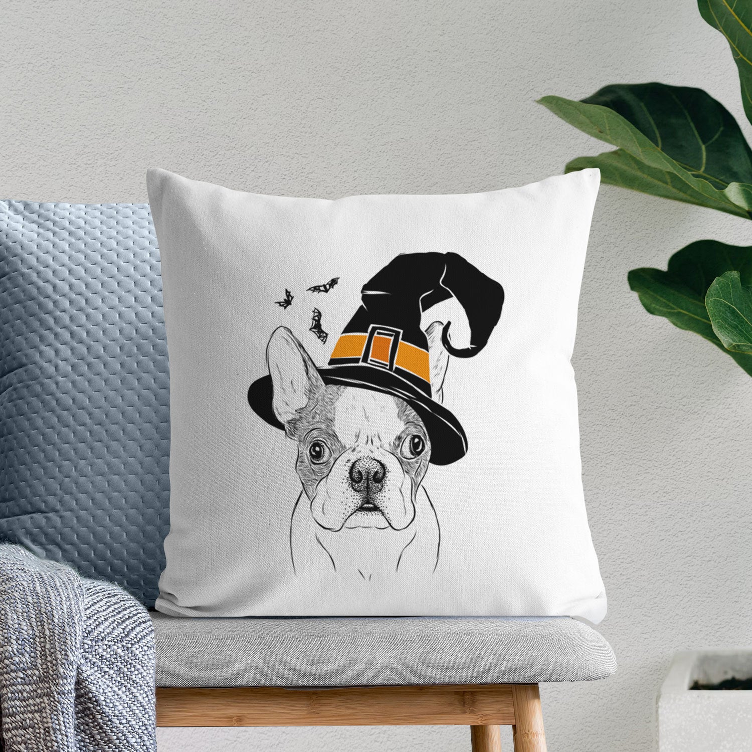 Chocolate Chip the Boston Terrier - Throw Pillow Cover