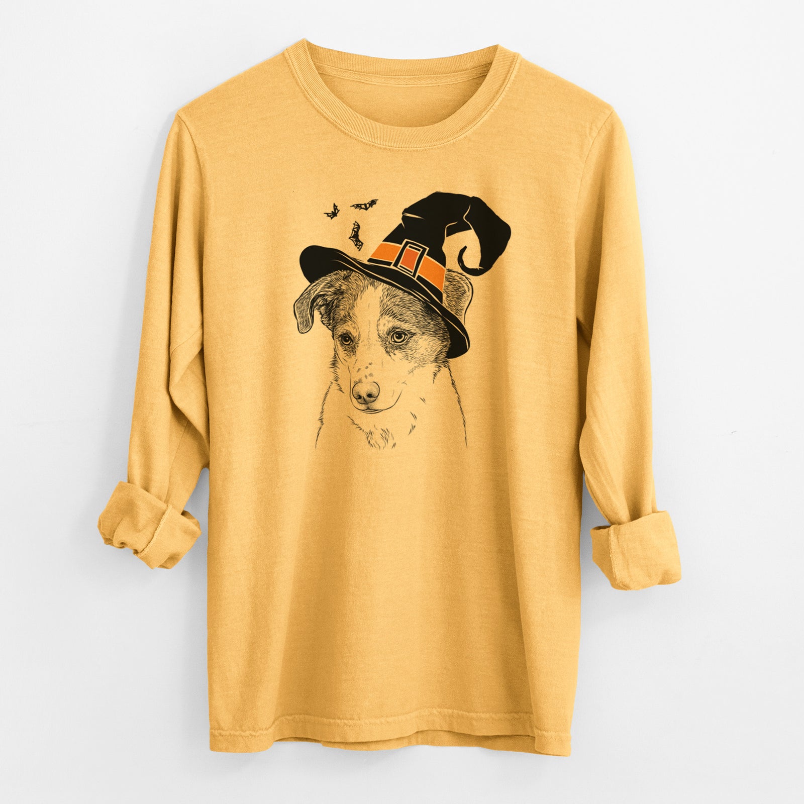 Witch Coco the Beagle Mix - Men's Heavyweight 100% Cotton Long Sleeve