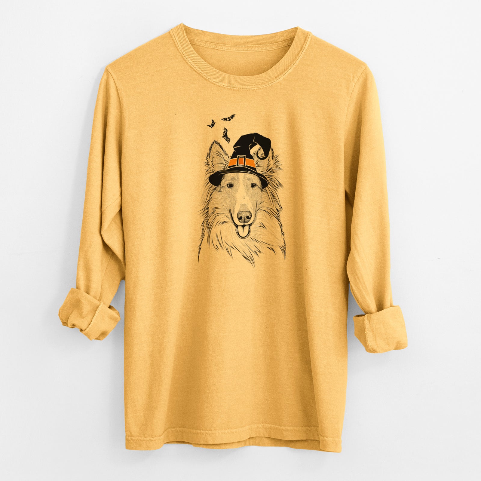 Witch Conrad the Rough Collie - Men's Heavyweight 100% Cotton Long Sleeve