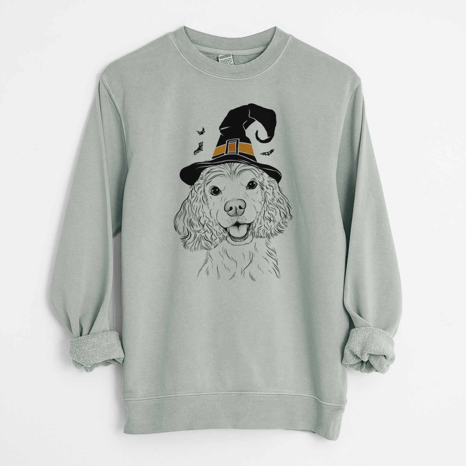 Witch Cricket the American Cocker Spaniel - Unisex Pigment Dyed Crew Sweatshirt