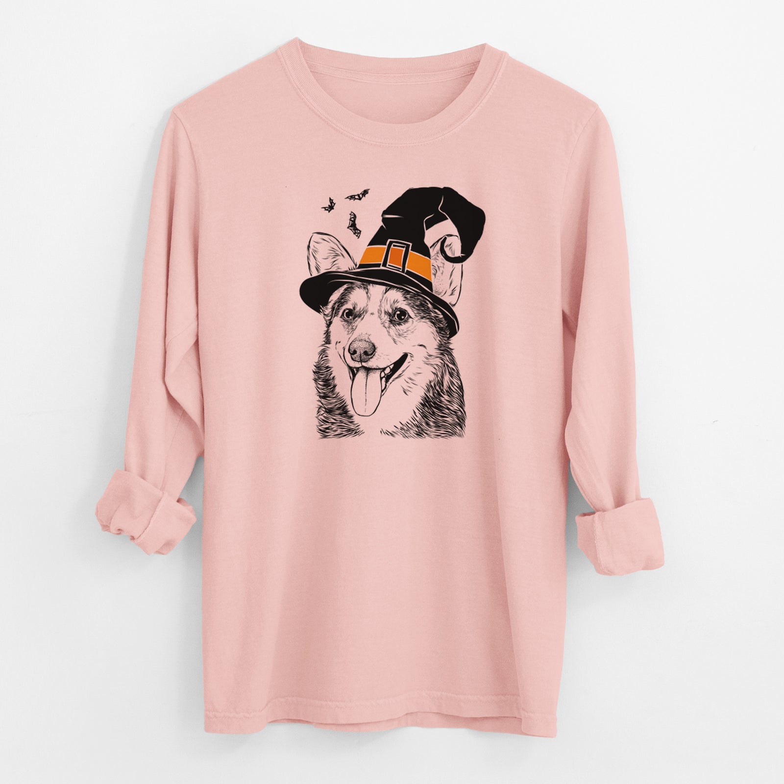 Witch Darma the Corgi - Men's Heavyweight 100% Cotton Long Sleeve