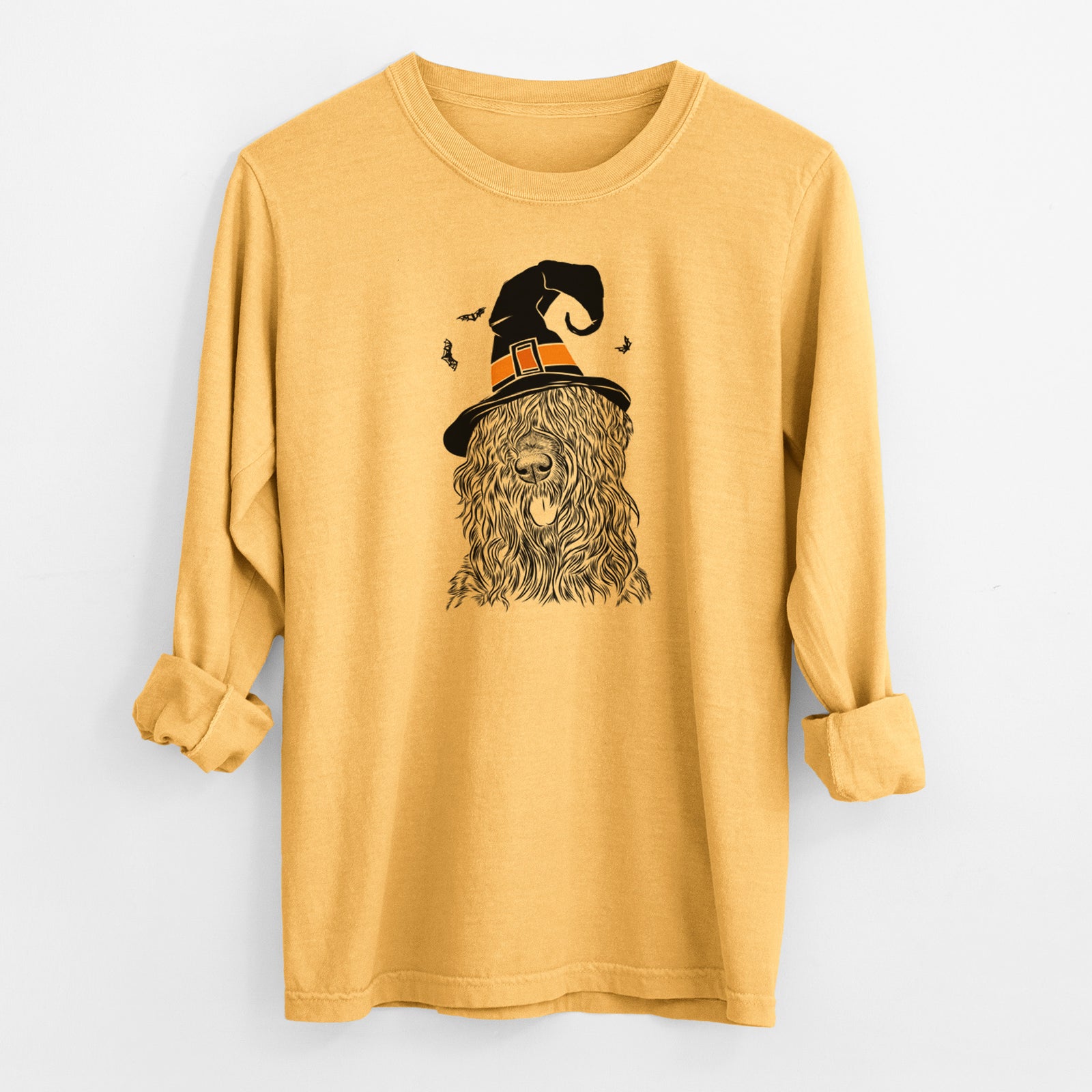 Witch Darryl the Black Russian Terrier - Men's Heavyweight 100% Cotton Long Sleeve