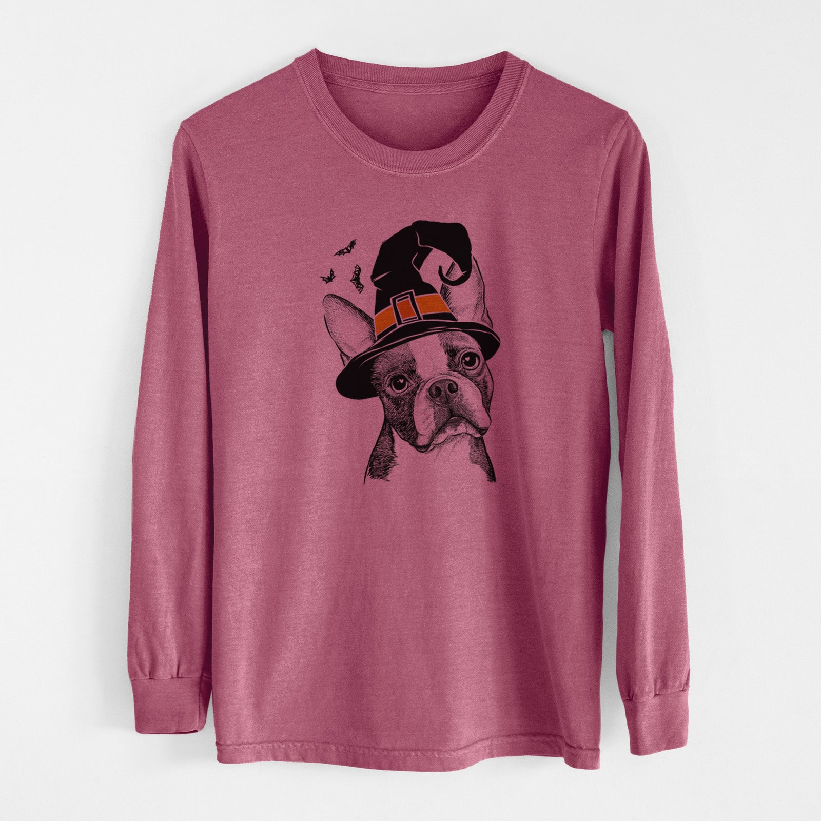 Witch Dee Dee the Boston Terrier - Men's Heavyweight 100% Cotton Long Sleeve
