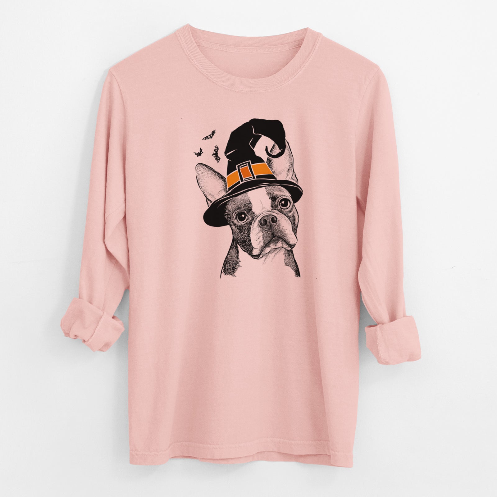 Witch Dee Dee the Boston Terrier - Men's Heavyweight 100% Cotton Long Sleeve
