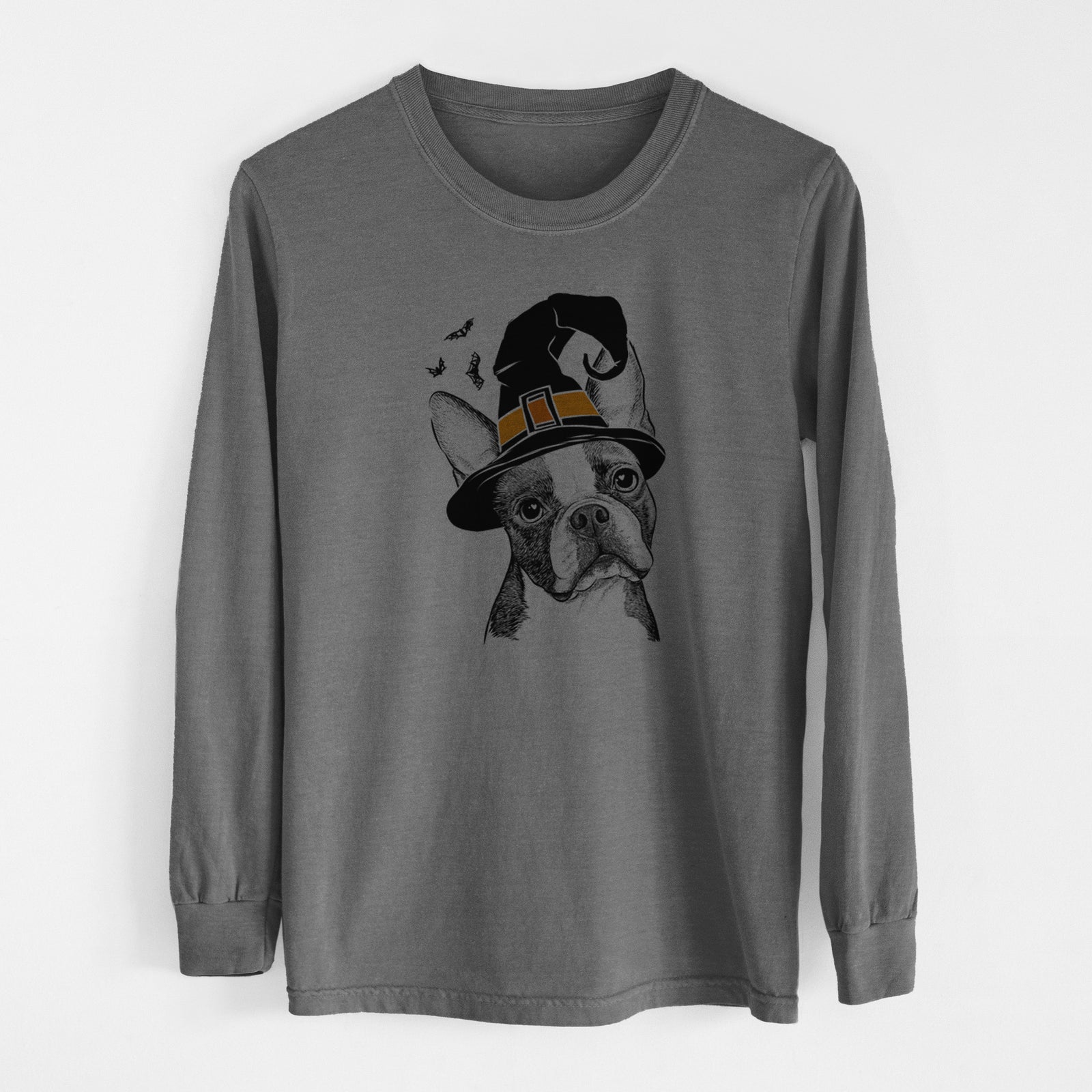 Witch Dee Dee the Boston Terrier - Men's Heavyweight 100% Cotton Long Sleeve