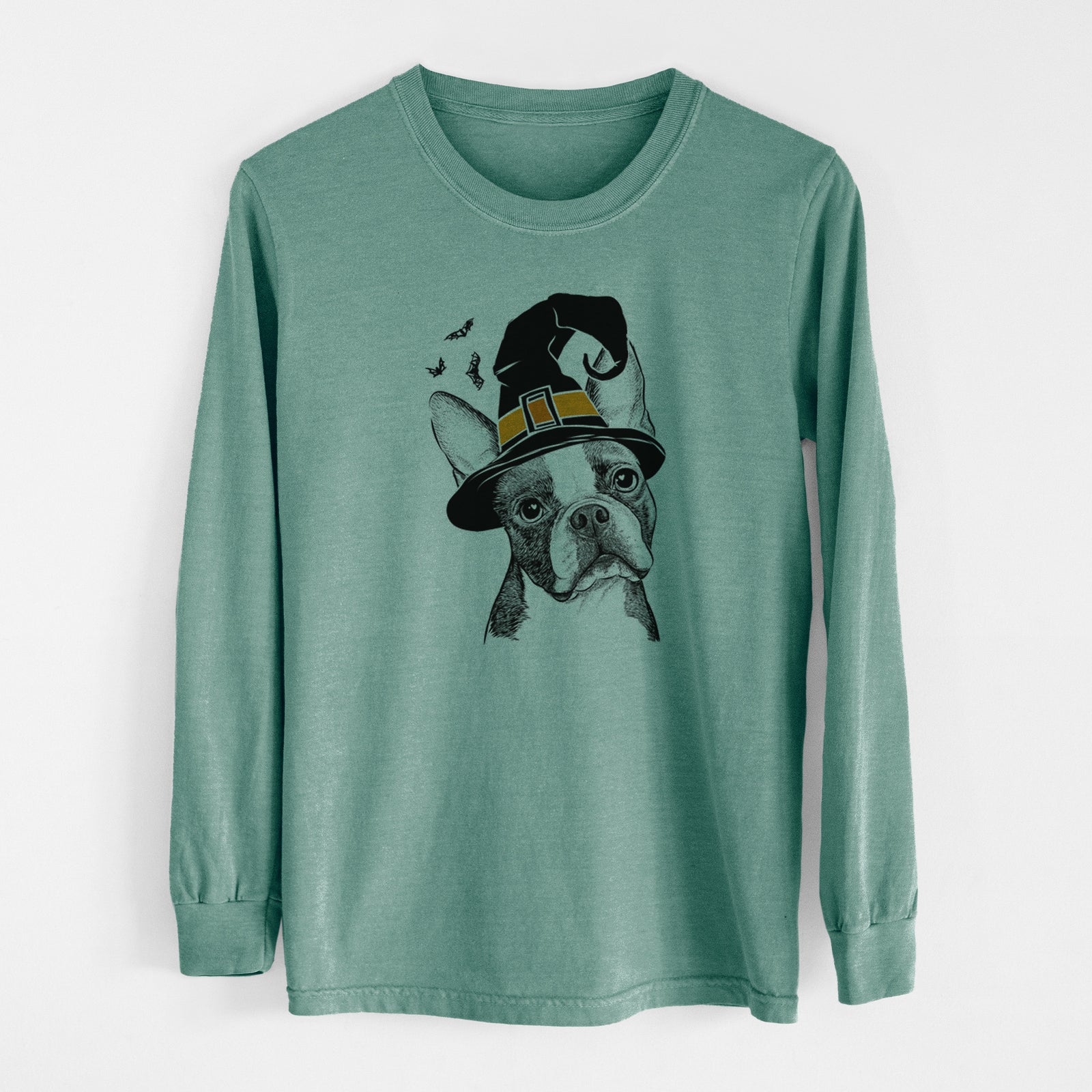 Witch Dee Dee the Boston Terrier - Men's Heavyweight 100% Cotton Long Sleeve