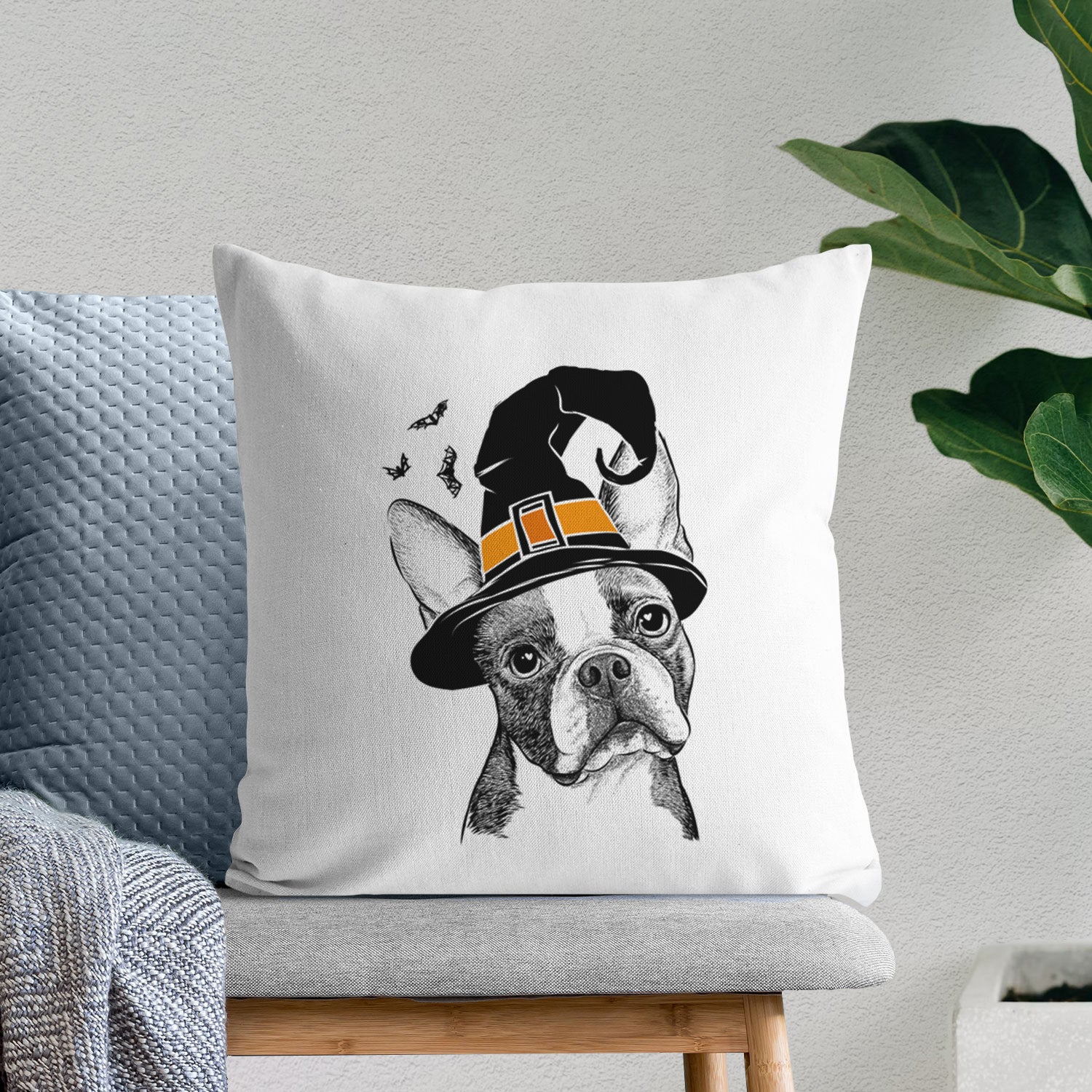Dee Dee the Boston Terrier - Throw Pillow Cover