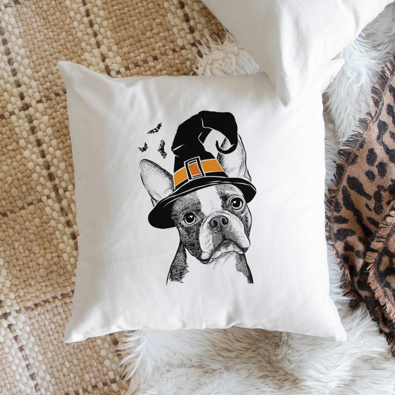 Dee Dee the Boston Terrier - Throw Pillow Cover