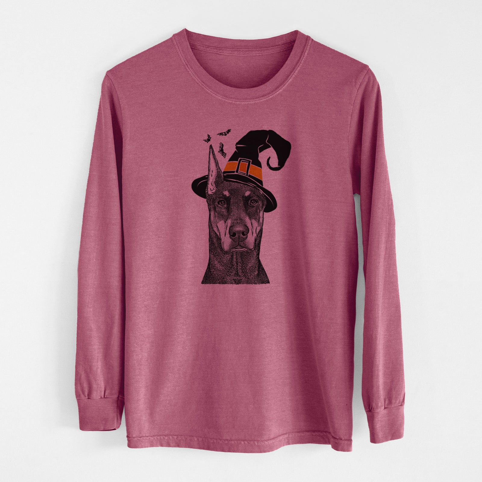 Witch Drake the Doberman Pinscher - Men's Heavyweight 100% Cotton Long Sleeve