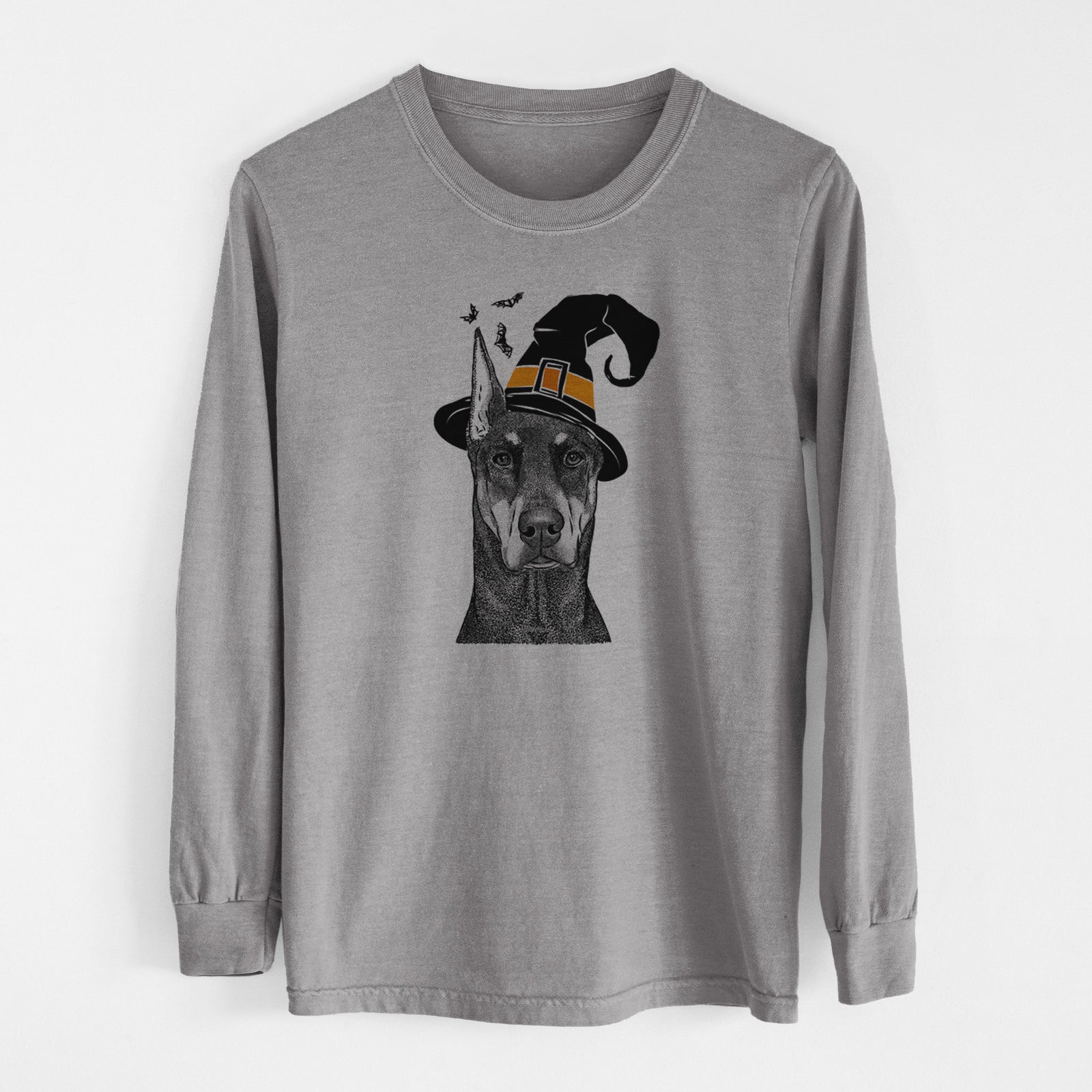Witch Drake the Doberman Pinscher - Men's Heavyweight 100% Cotton Long Sleeve
