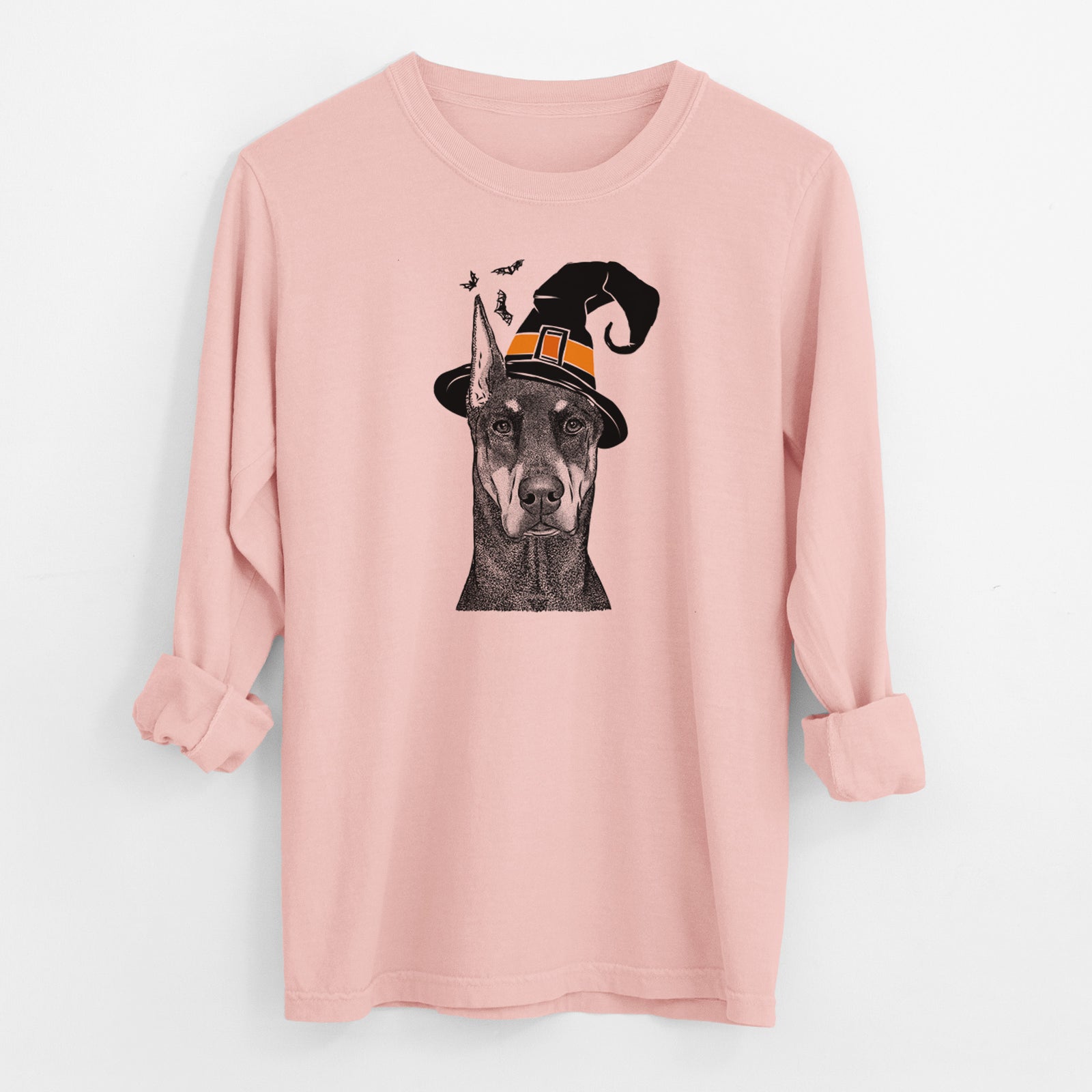 Witch Drake the Doberman Pinscher - Men's Heavyweight 100% Cotton Long Sleeve