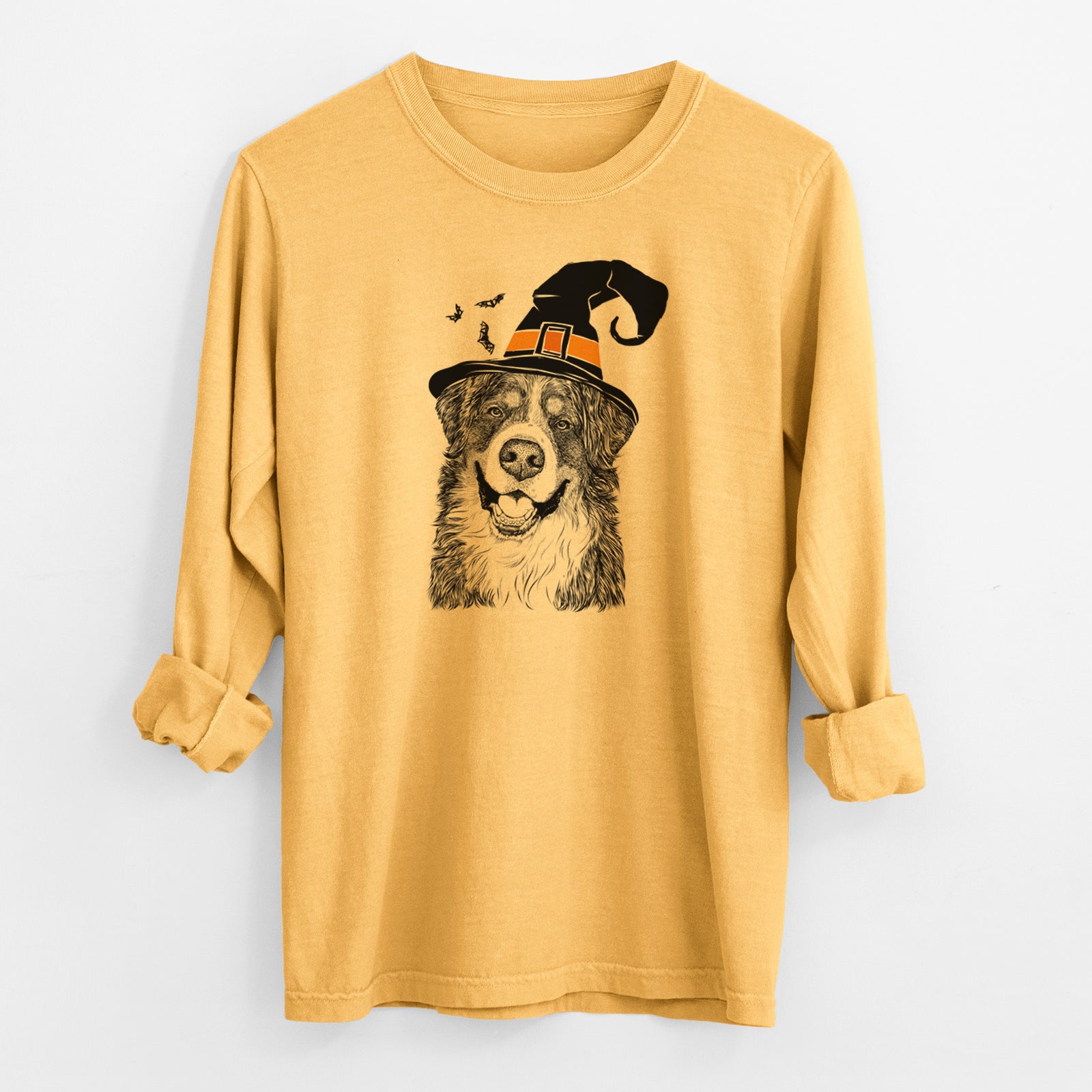 Witch Eiger the Bernese Mountain Dog - Men's Heavyweight 100% Cotton Long Sleeve