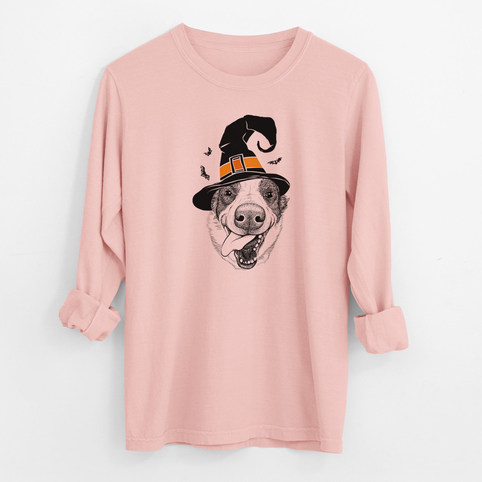 Witch Elwood the Border Collie - Men's Heavyweight 100% Cotton Long Sleeve