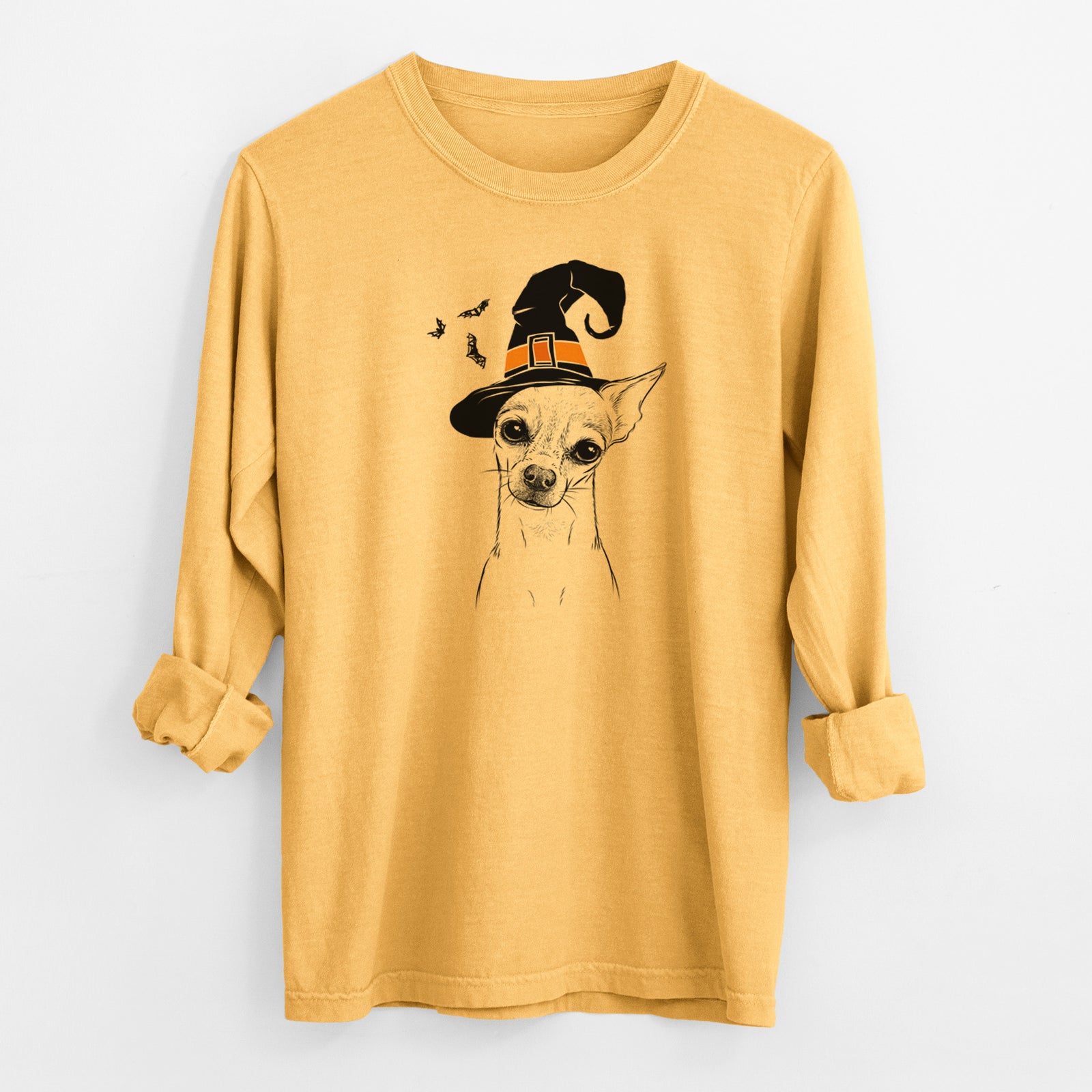 Witch Emee the Chihuahua - Men's Heavyweight 100% Cotton Long Sleeve