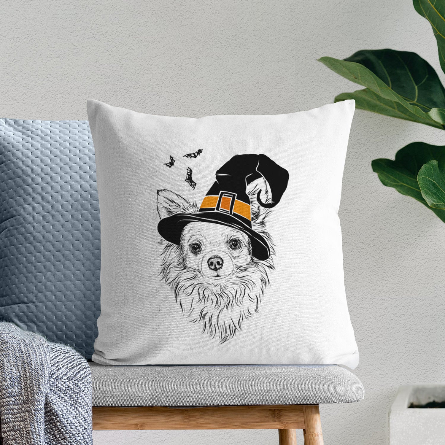 Emma the Longhaired Chihuahua - Throw Pillow Cover
