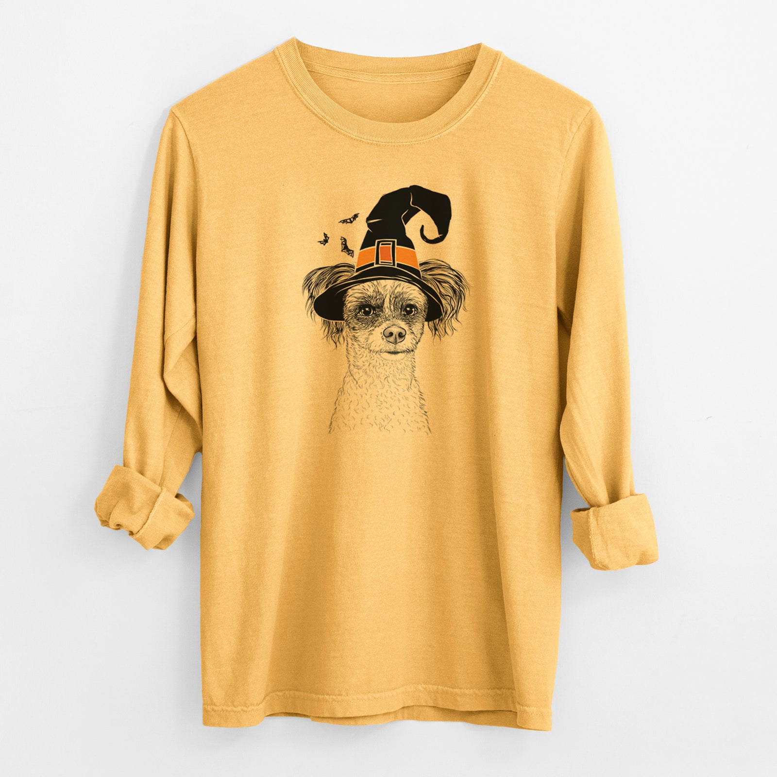 Witch Finley the Papillon Mix - Men's Heavyweight 100% Cotton Long Sleeve