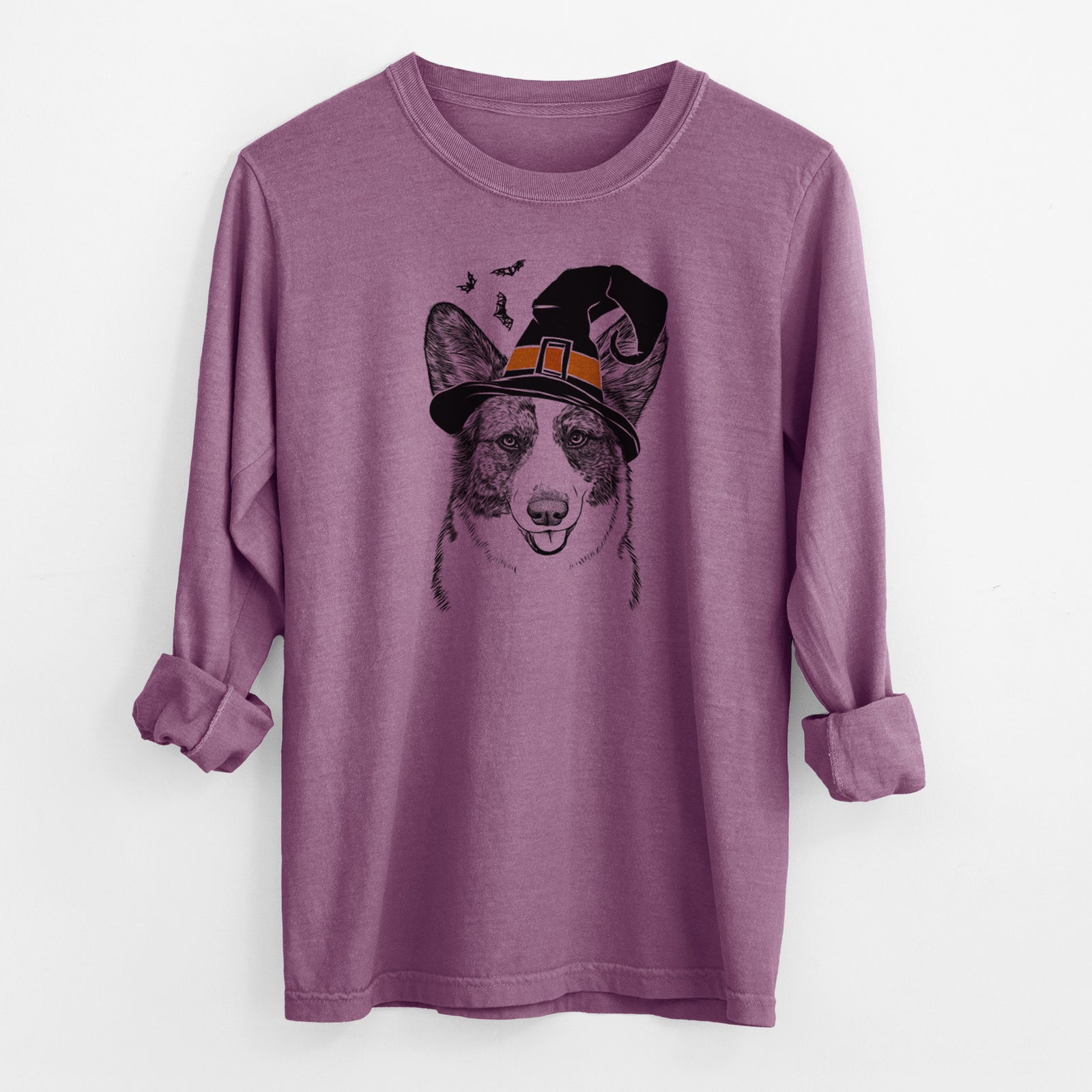 Witch Gabby the Cardigan Welsh Corgi - Men's Heavyweight 100% Cotton Long Sleeve