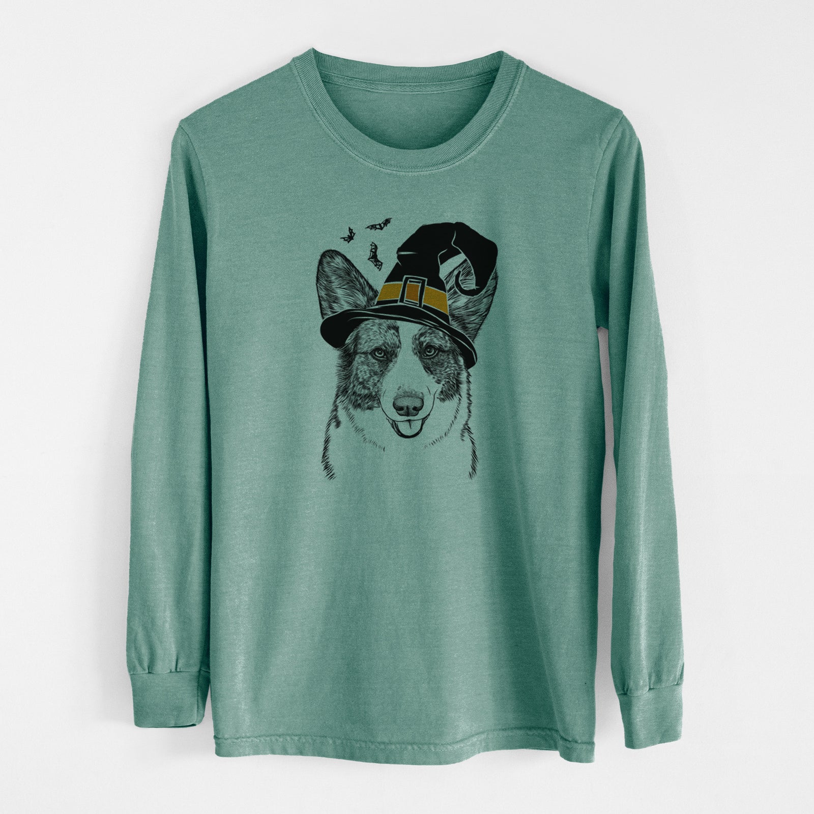 Witch Gabby the Cardigan Welsh Corgi - Men's Heavyweight 100% Cotton Long Sleeve