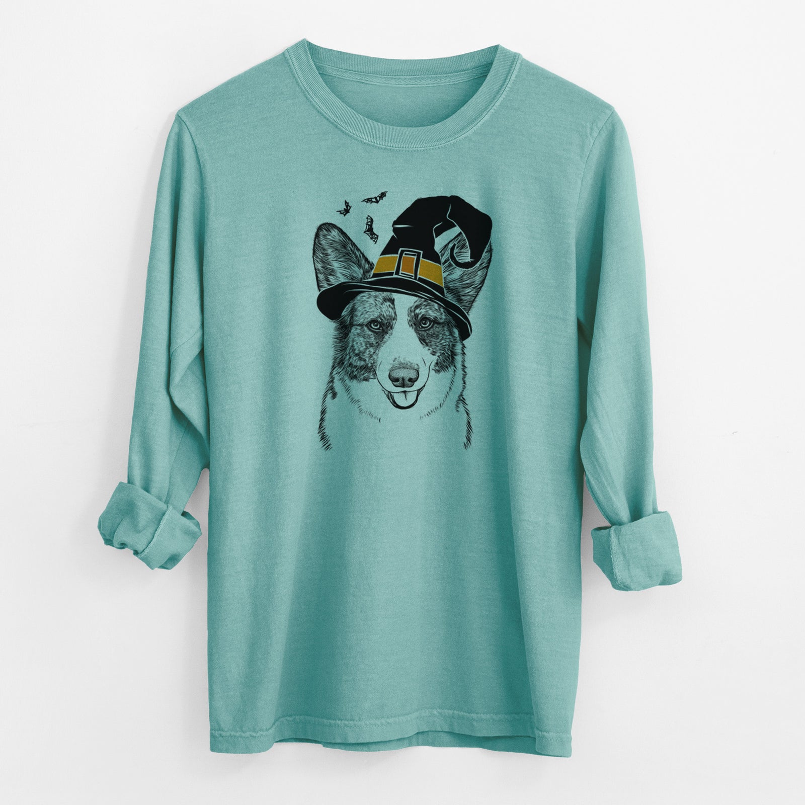 Witch Gabby the Cardigan Welsh Corgi - Men's Heavyweight 100% Cotton Long Sleeve