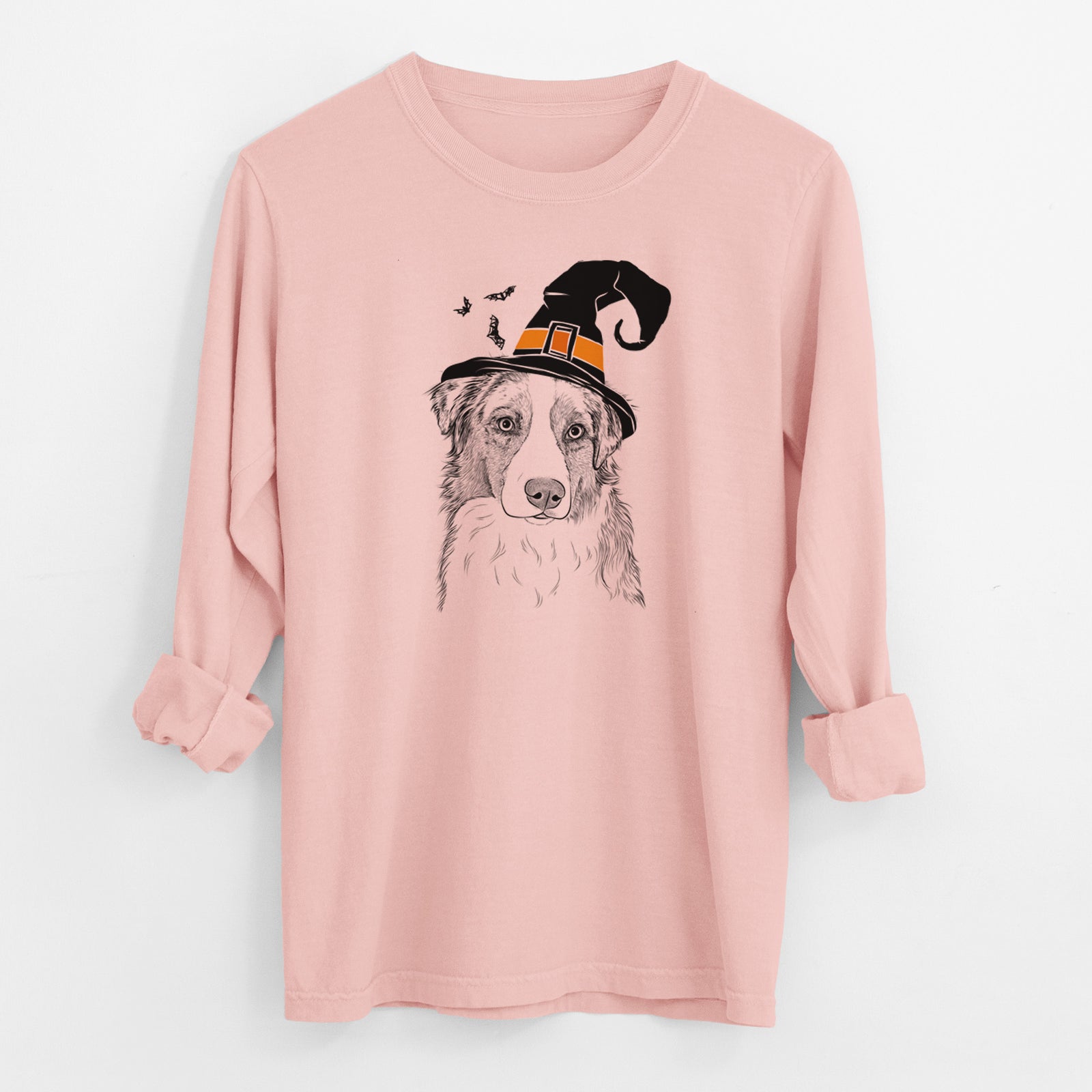 Witch Ginger the Australian Shepherd - Men's Heavyweight 100% Cotton Long Sleeve