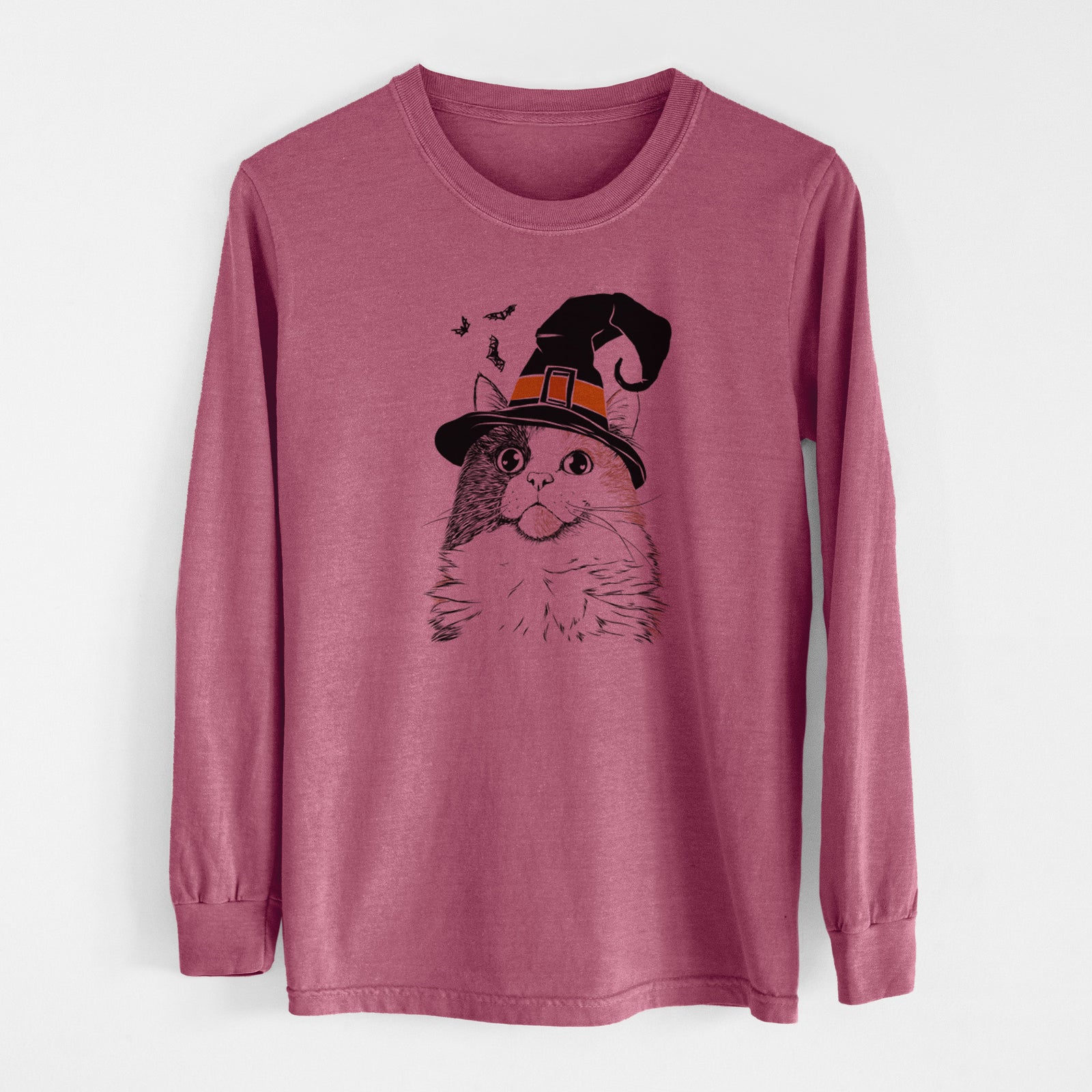 Witch Greta the Calico Cat - Men's Heavyweight 100% Cotton Long Sleeve