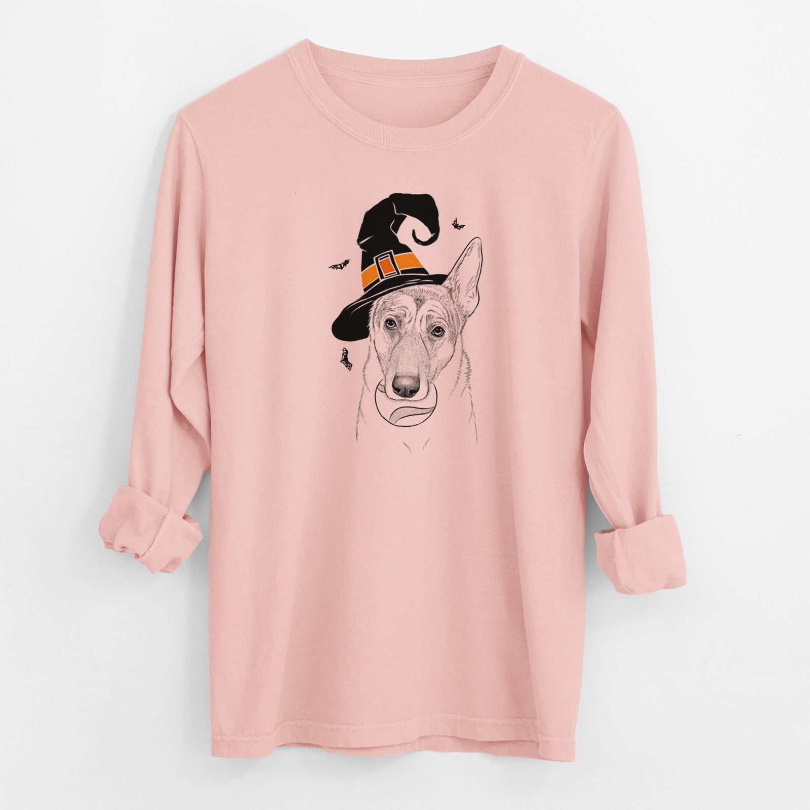Witch Greta the German Shepherd - Men's Heavyweight 100% Cotton Long Sleeve