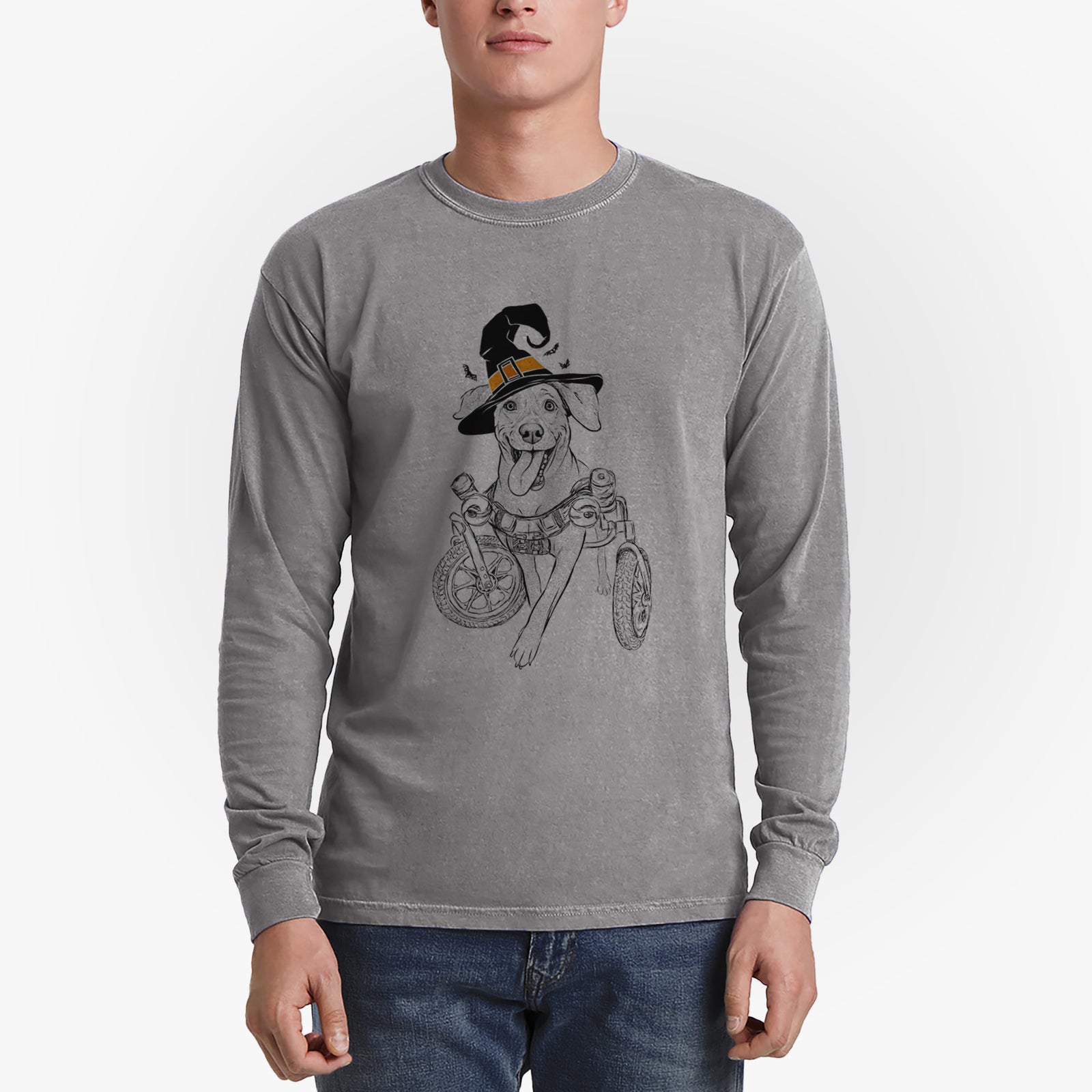 Witch Hannah the Pitbull Mix - Men's Heavyweight 100% Cotton Long Sleeve