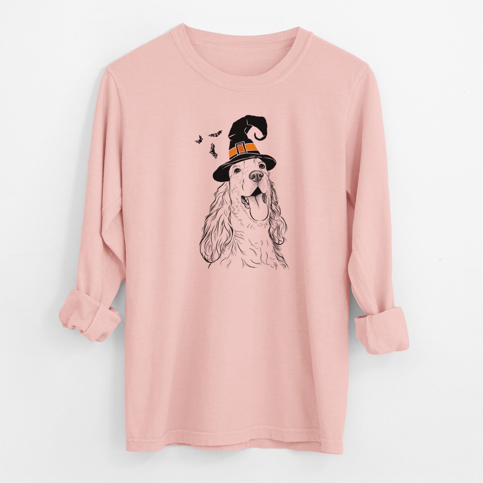 Witch Happy Henry the English Cocker Spaniel - Men's Heavyweight 100% Cotton Long Sleeve