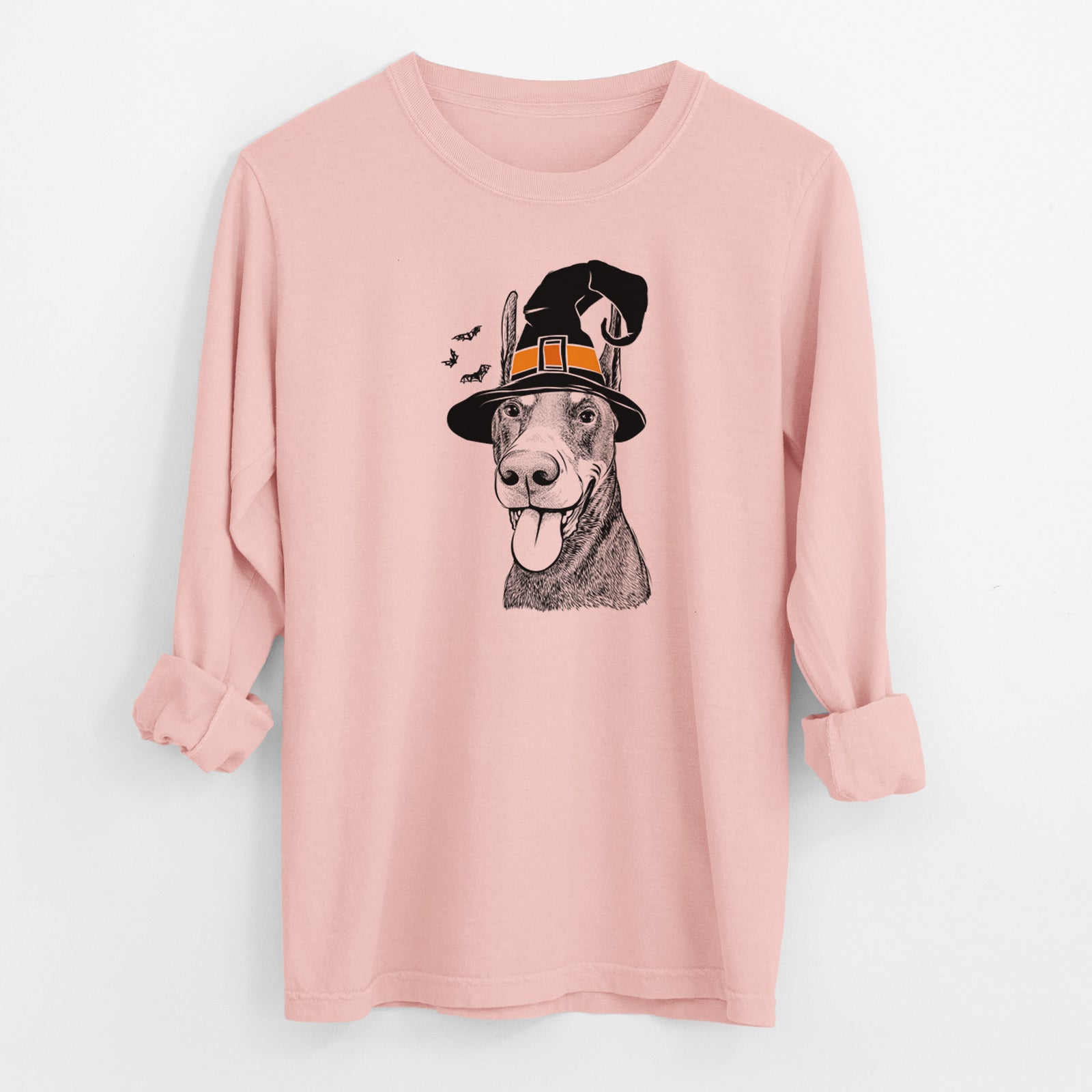 Witch Happy Sunny the Doberman Pinscher - Men's Heavyweight 100% Cotton Long Sleeve