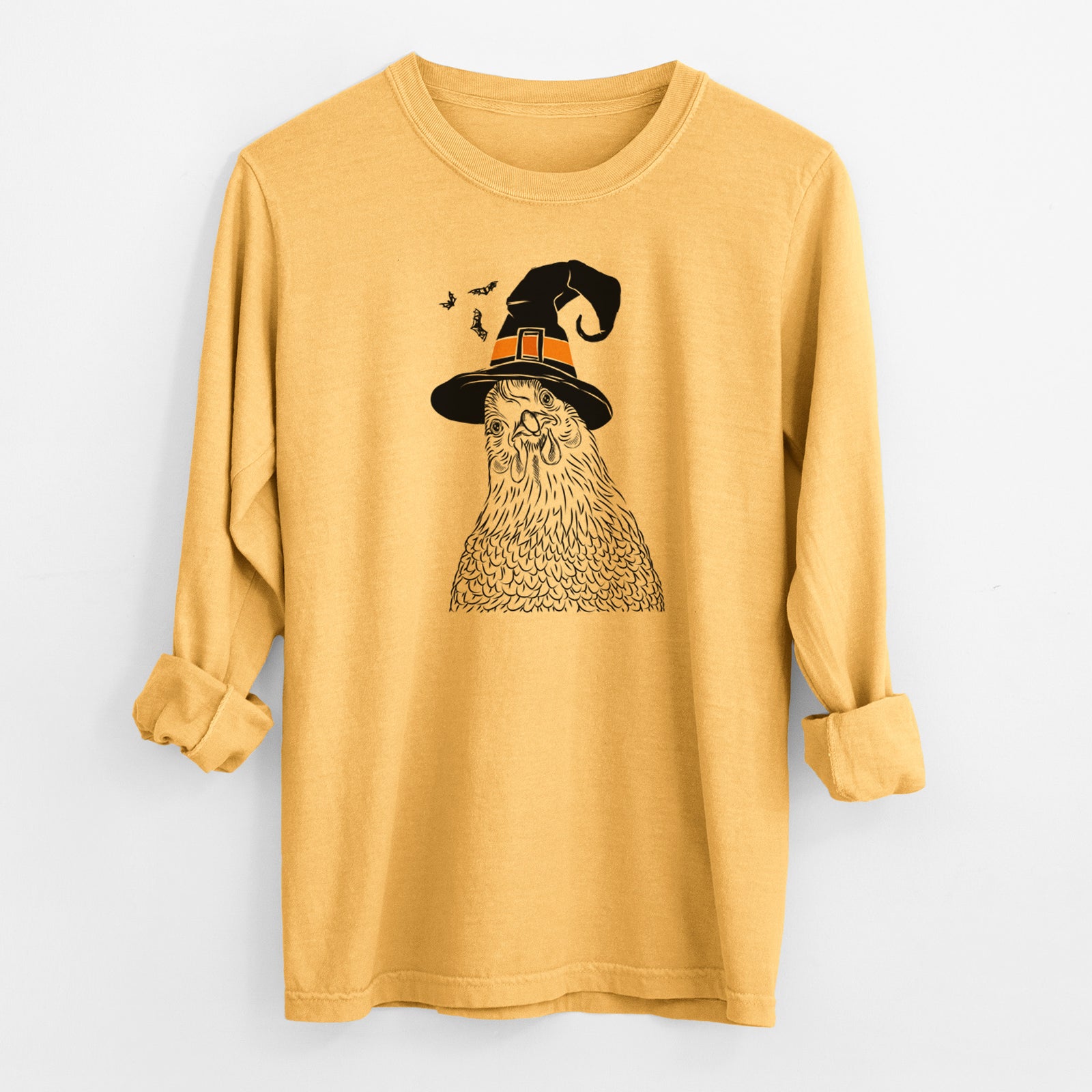 Witch Henrietta the Chicken - Men's Heavyweight 100% Cotton Long Sleeve