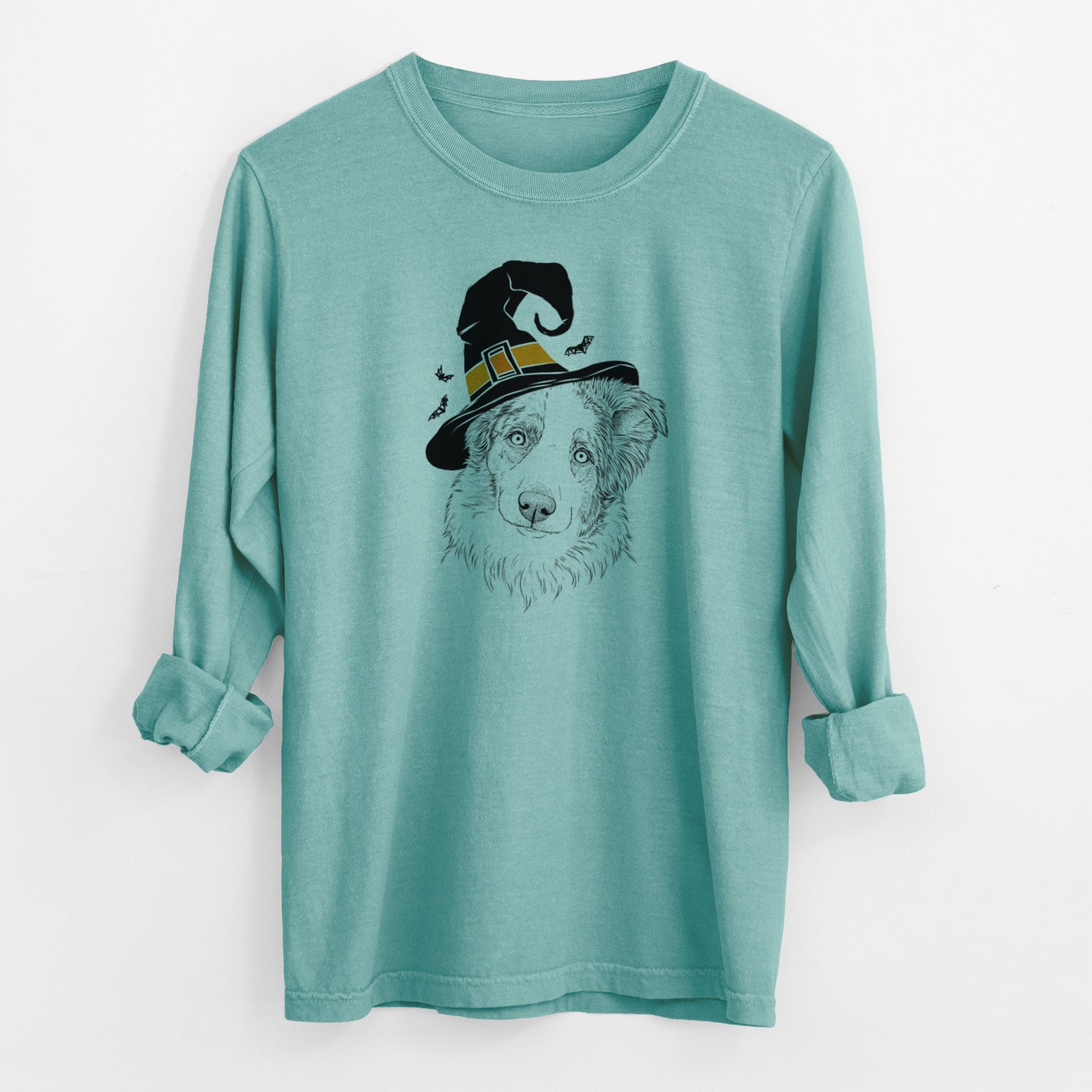 Witch HoneyBee the Miniature Australian Shepherd - Men's Heavyweight 100% Cotton Long Sleeve